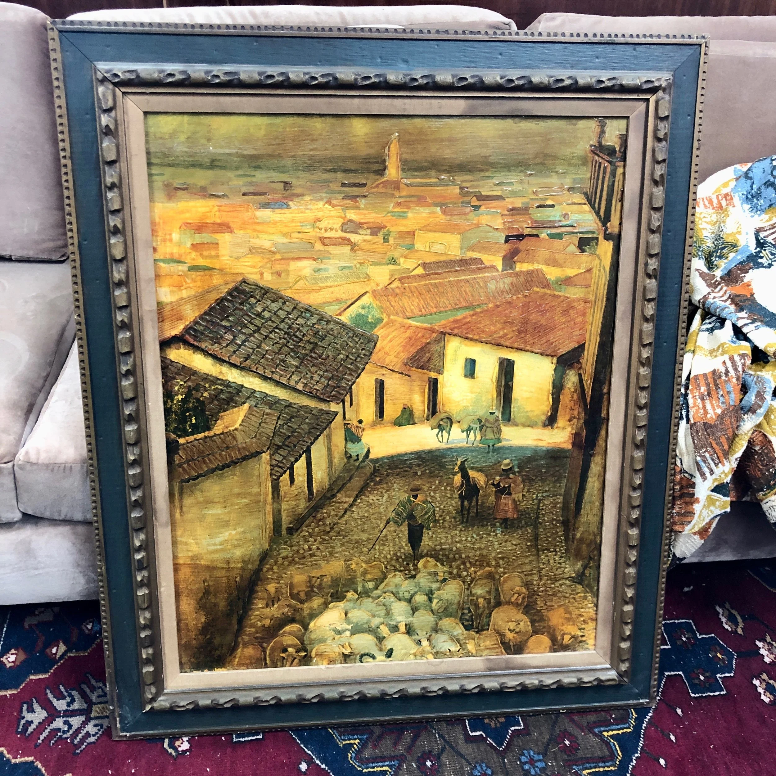Framed Village Scene Print