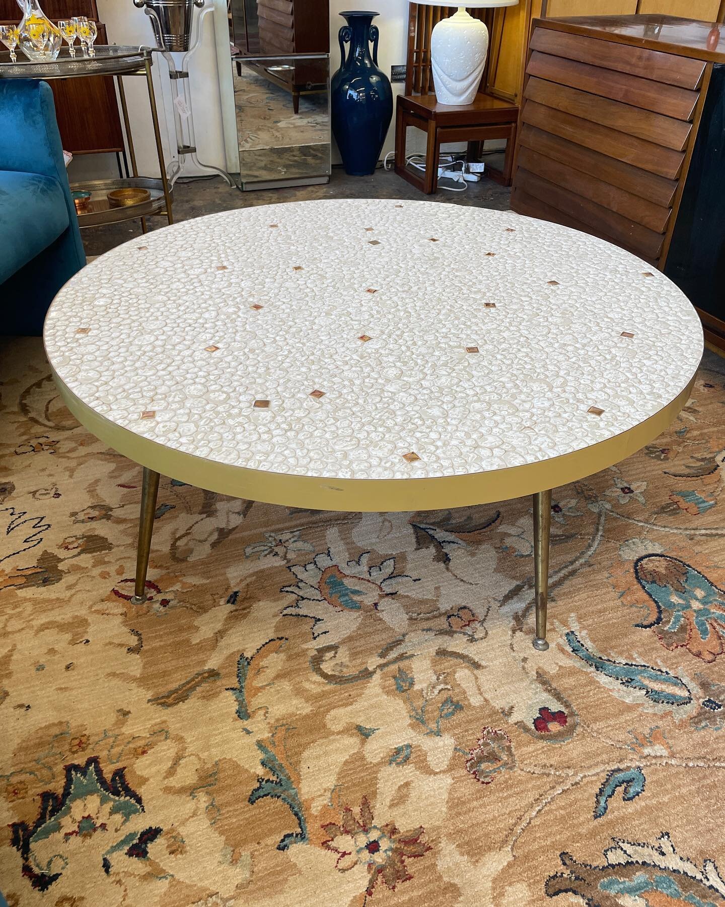 Vintage Round Tile Table. 
(43&rdquo;diam. x 18&rdquo;ht.)