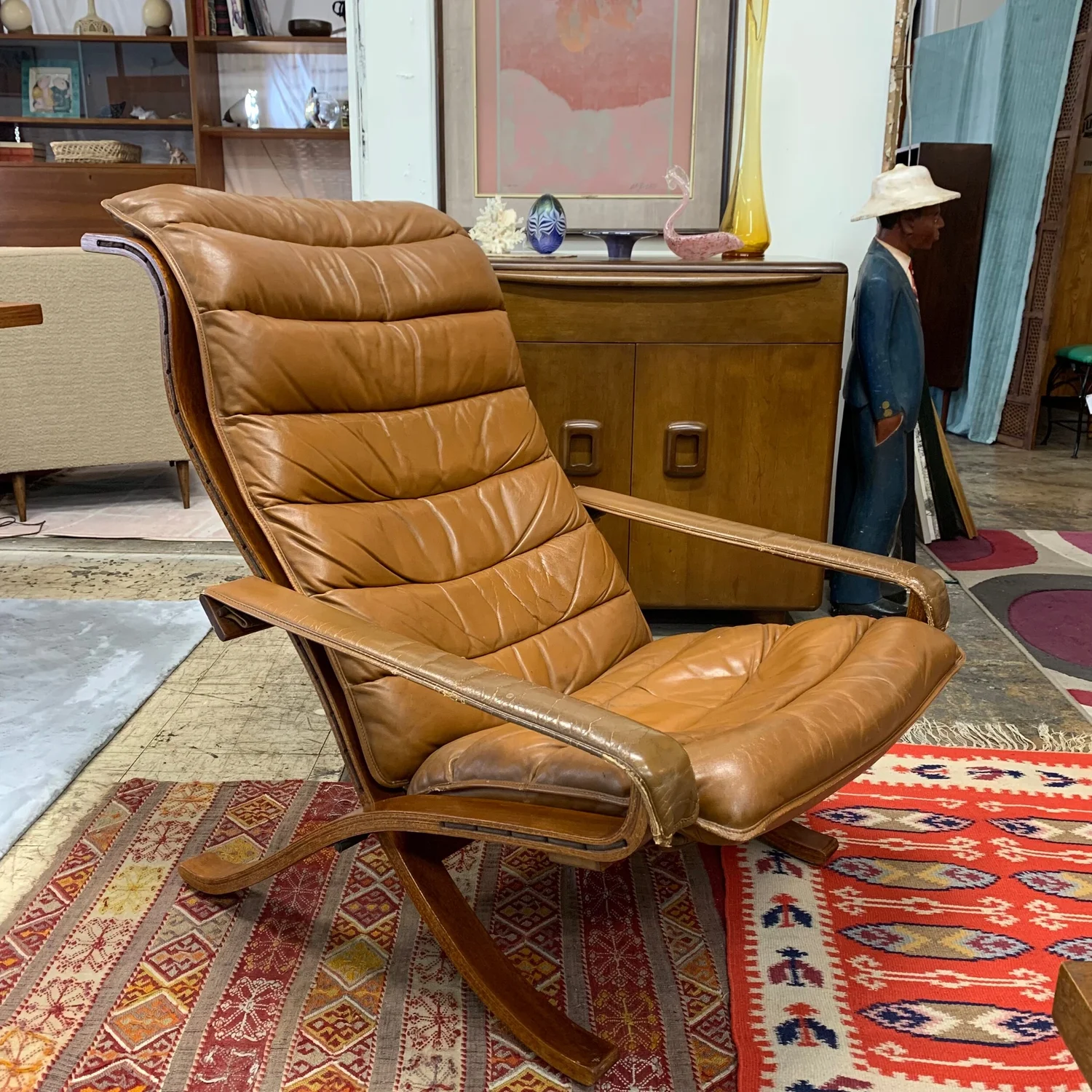 Ingmar Relling Leather Folding Chair for Westnofa Contact Modern