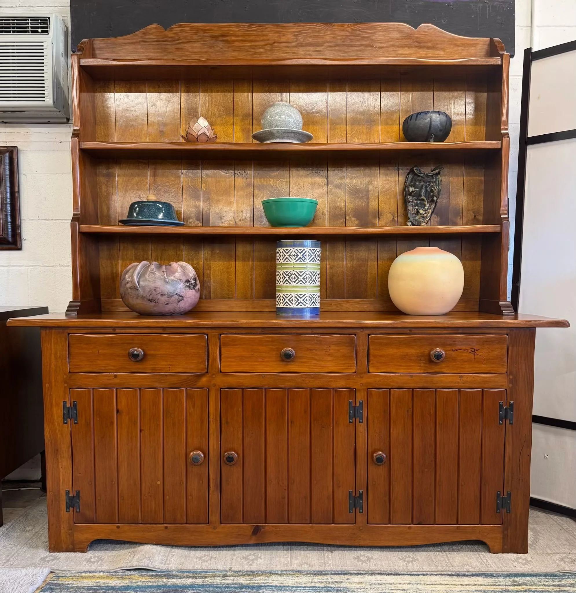 Vintage 1950s Farmhouse Hutch Entertainment Set