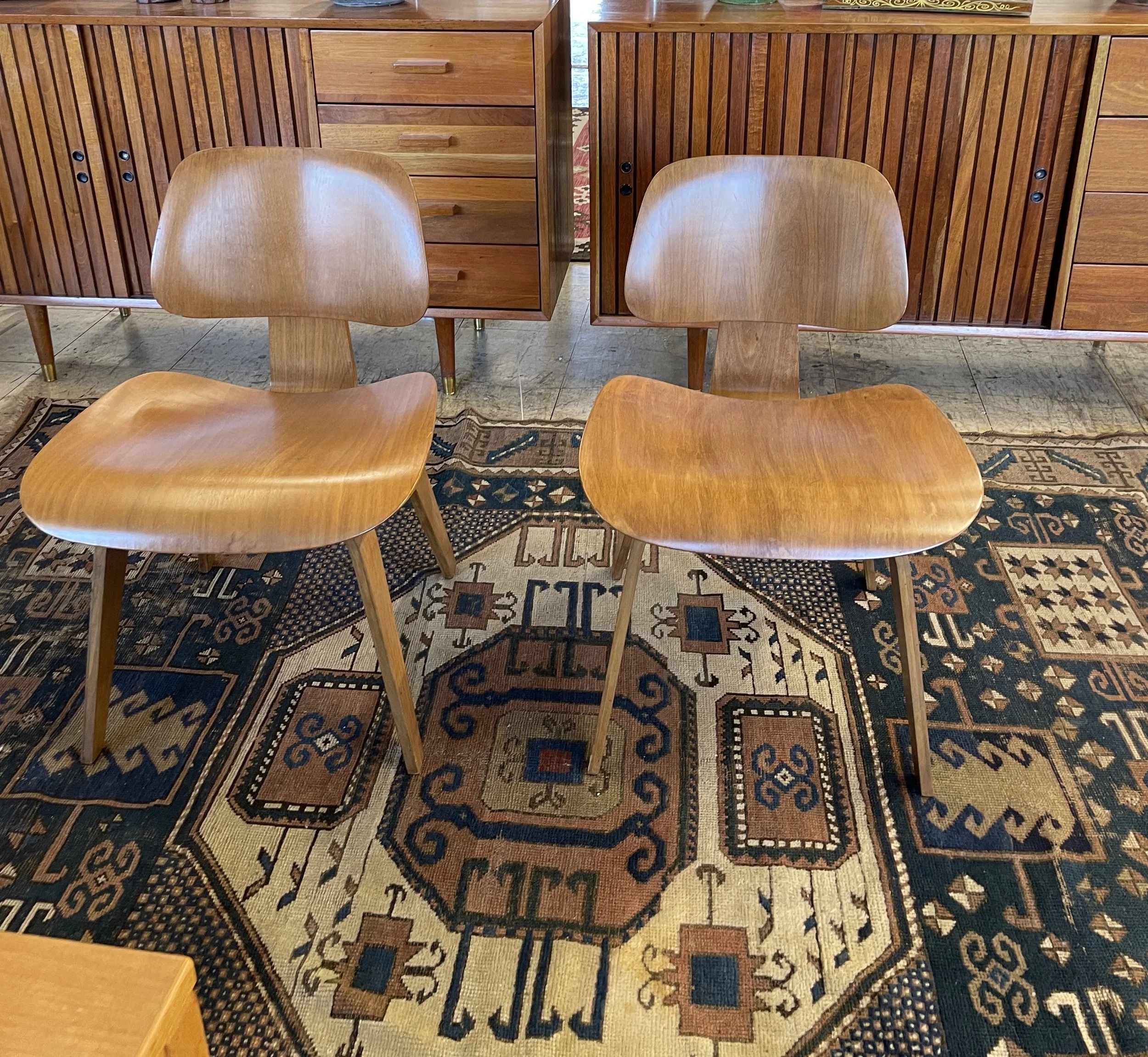 Restored 1970’s pair DCM  Eames Chair,