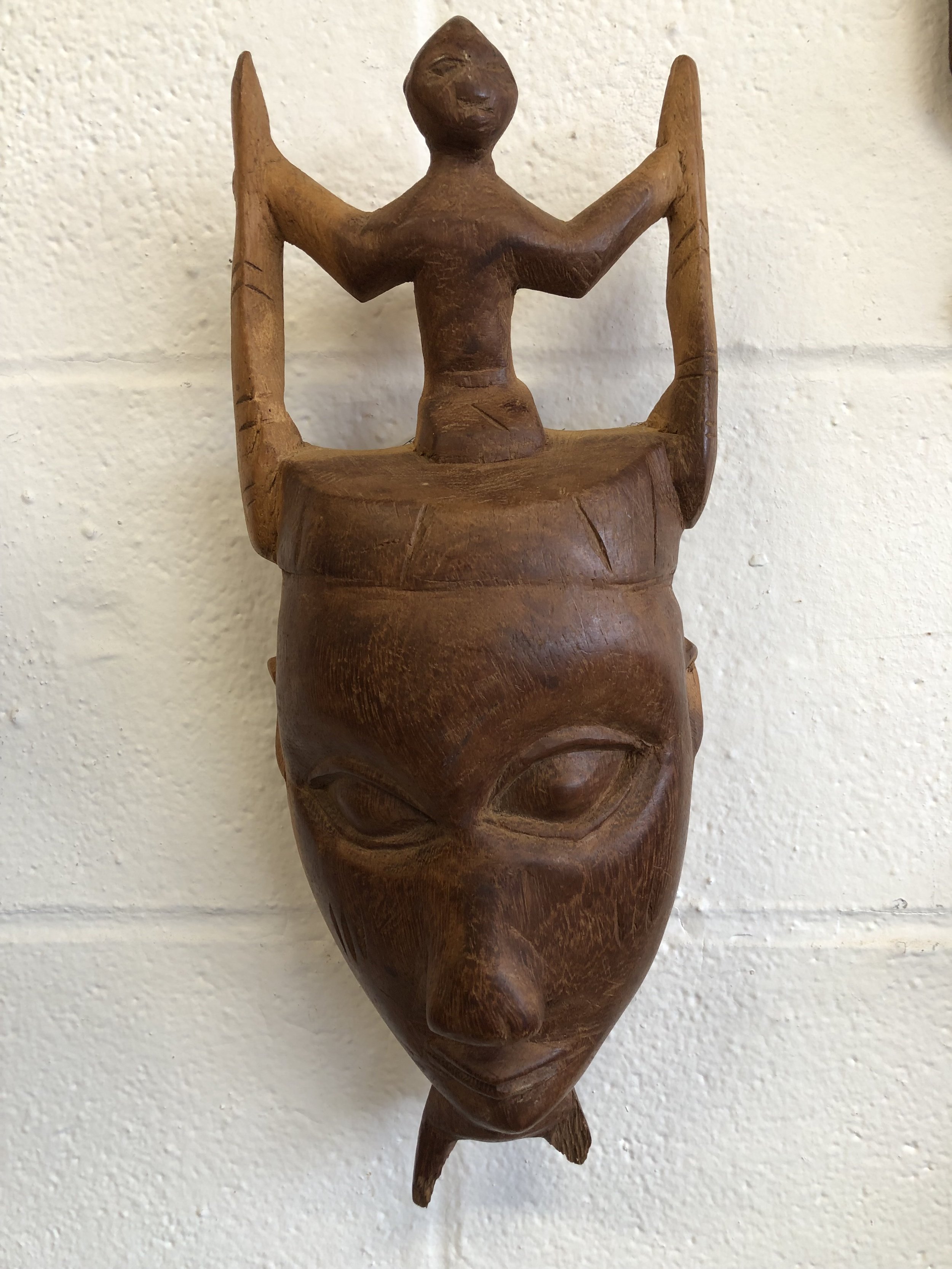African Mask w/ Figure Topper