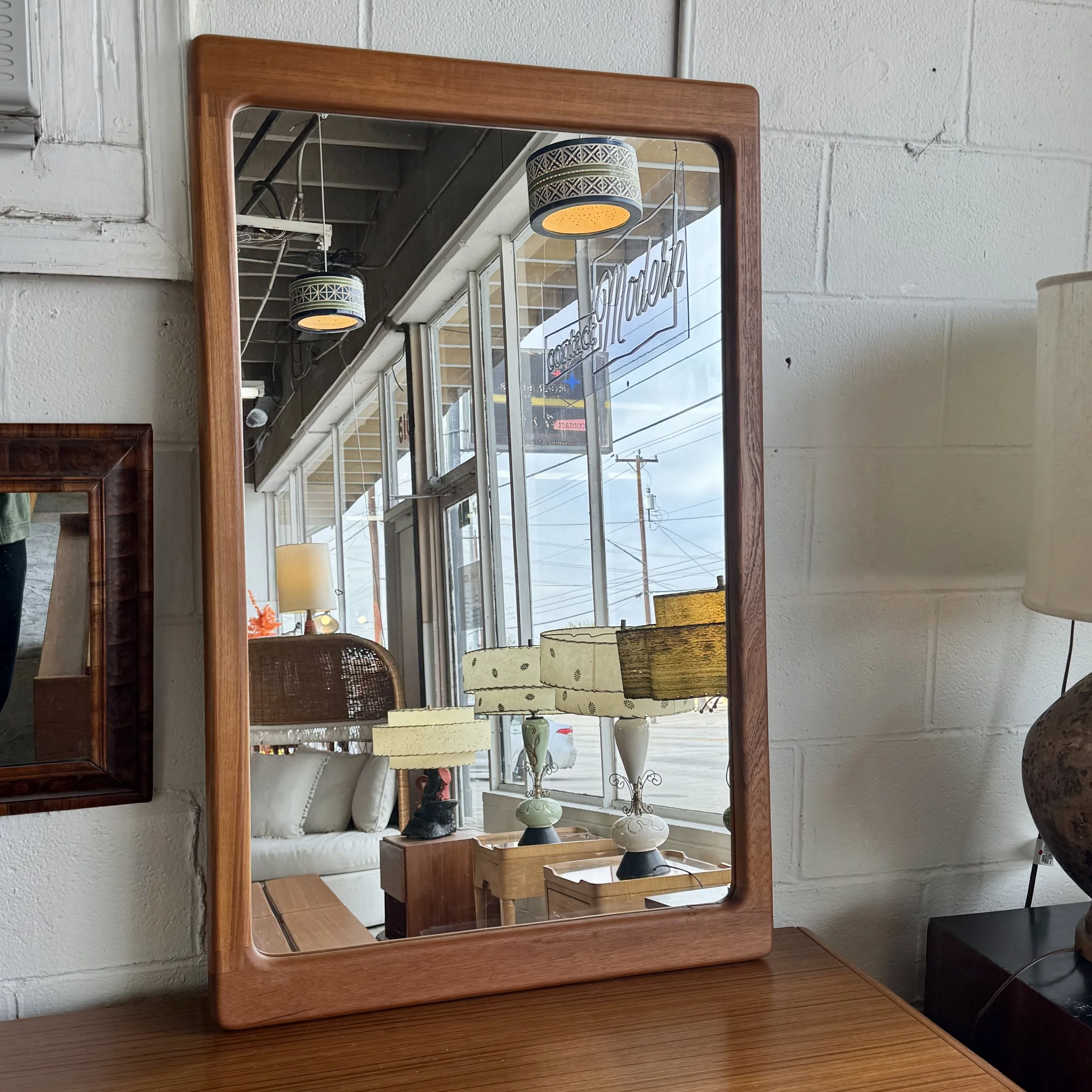 1970s Danish Modern Splined Teak Mirror by Scan Coll
