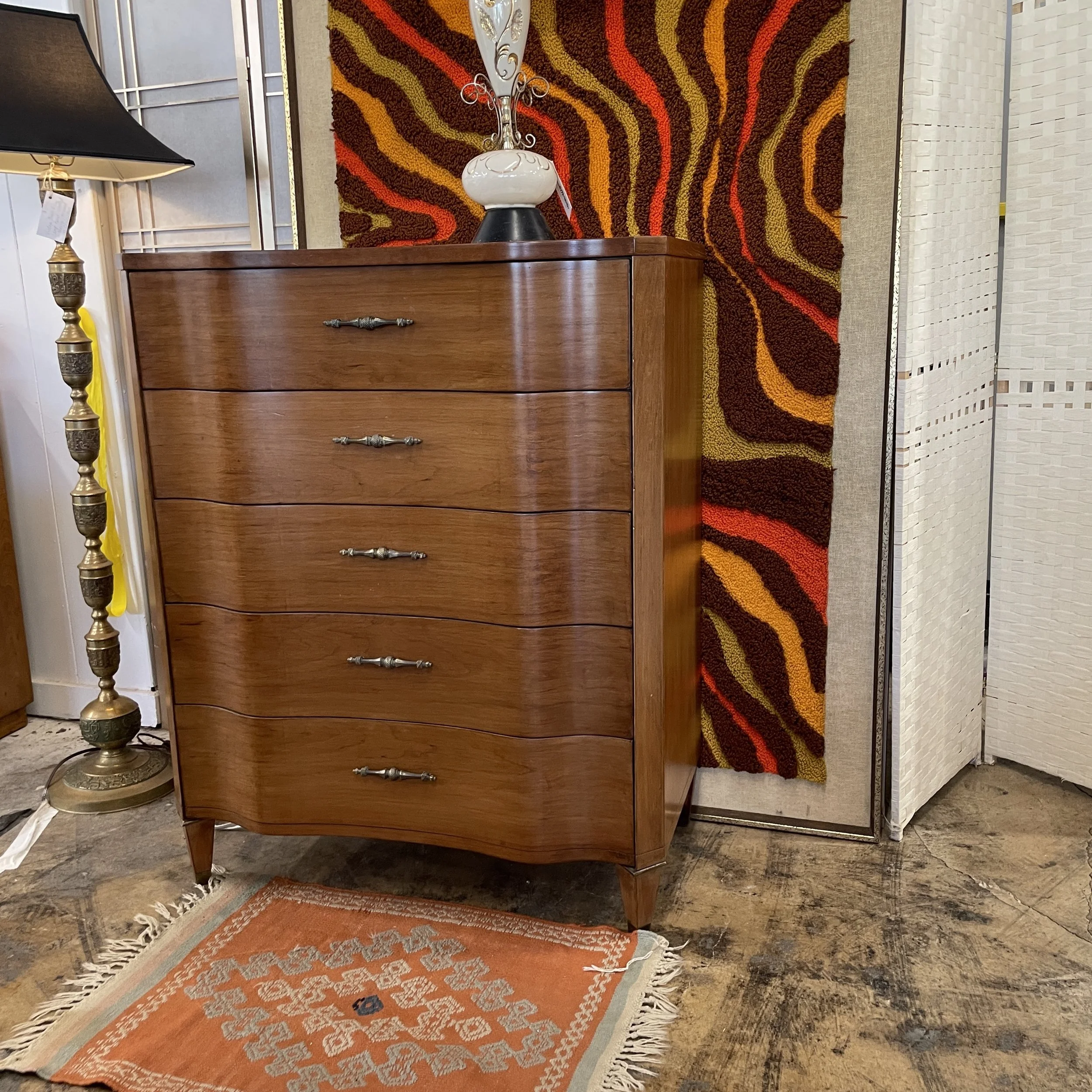 American of Martinsville Walnut Highboy Dresser