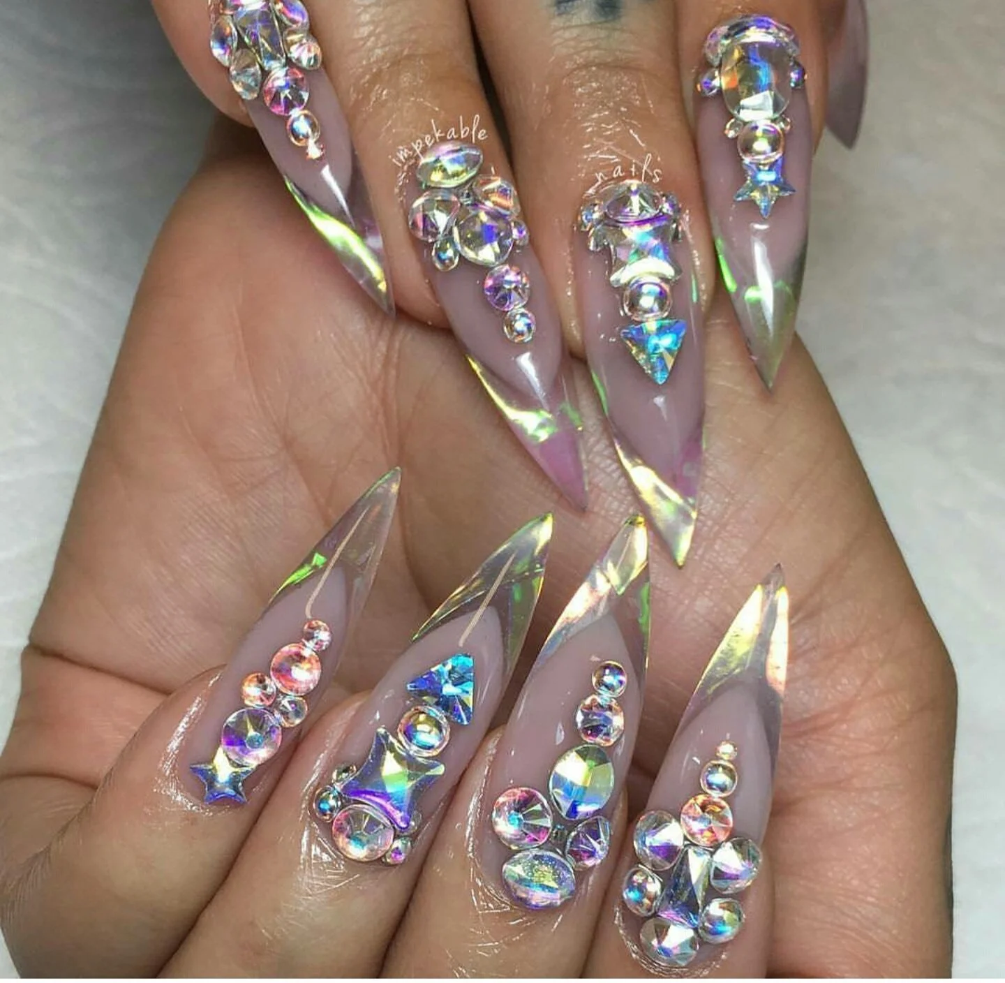 Stiletto nails with gems