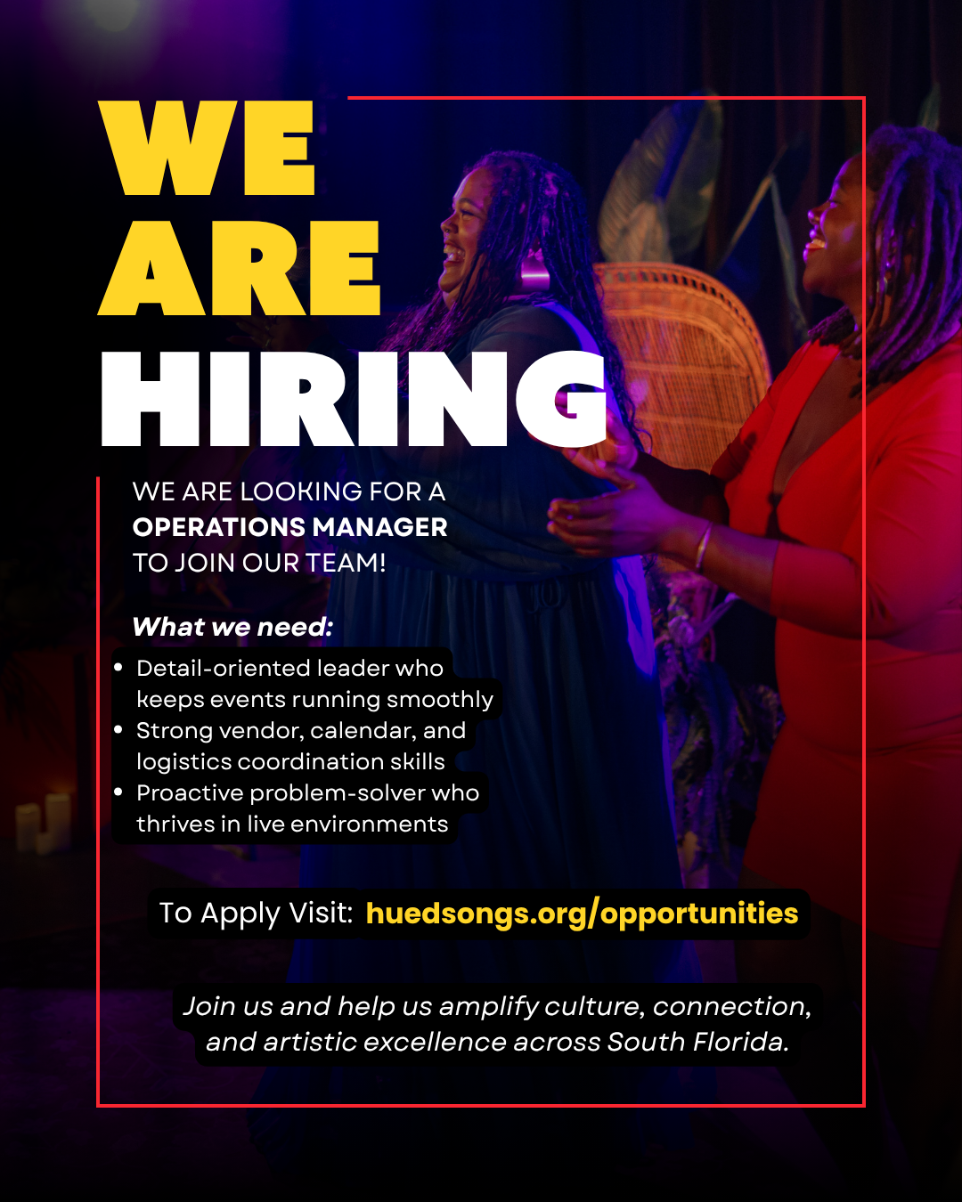 Job advertisement for Project Coordinator full-time position with abstract background.