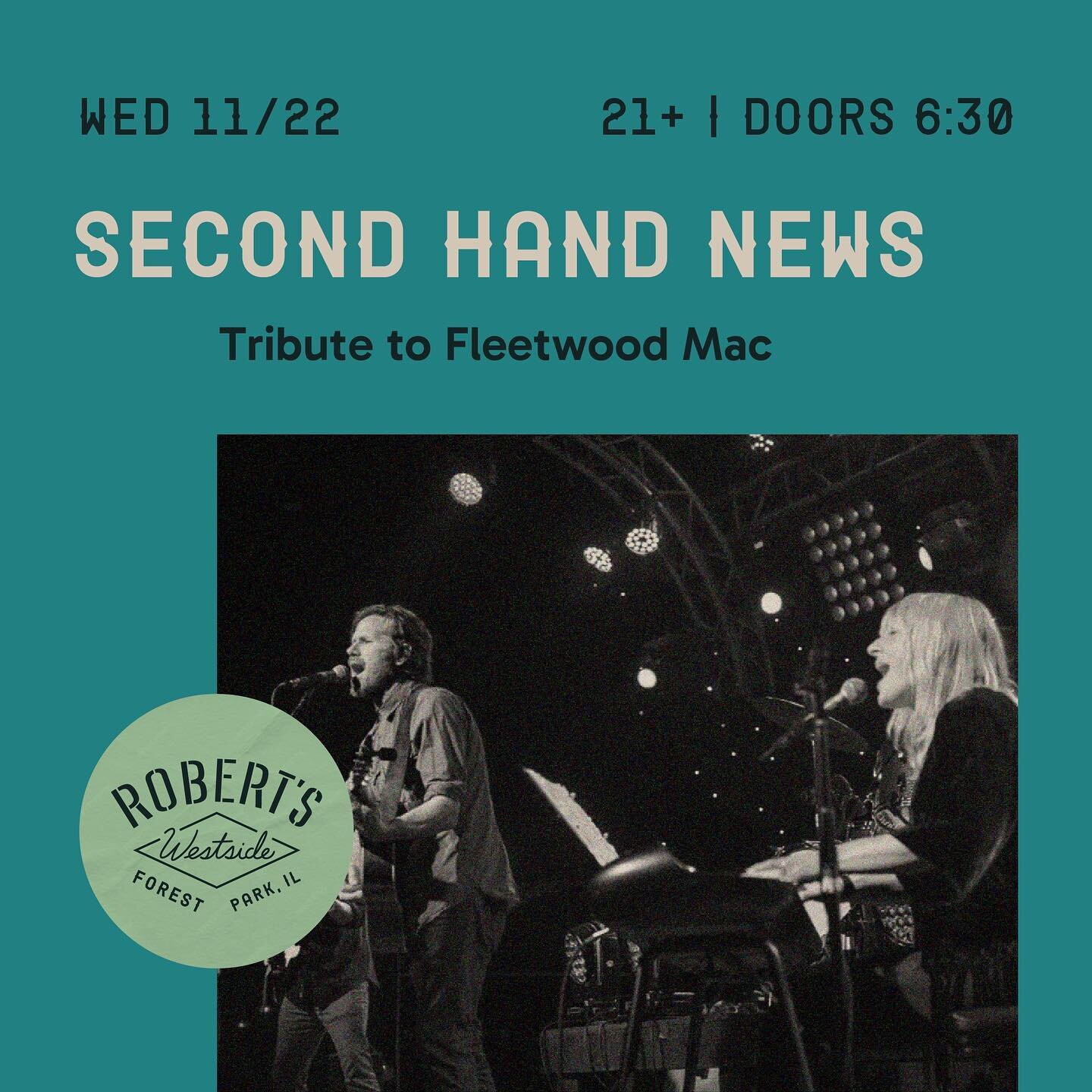 Robert&rsquo;s Westside // 11.22.23 // 6:30PM

🎟️ link in our bio 👆 

November is here and your favorite Fleetwood Mac cover band is bringing the vibes to this new Chicagoland Venue! 🍁🔮

.
.
.

 #fleetwoodmac #stevienicks #music #christinemcvie #