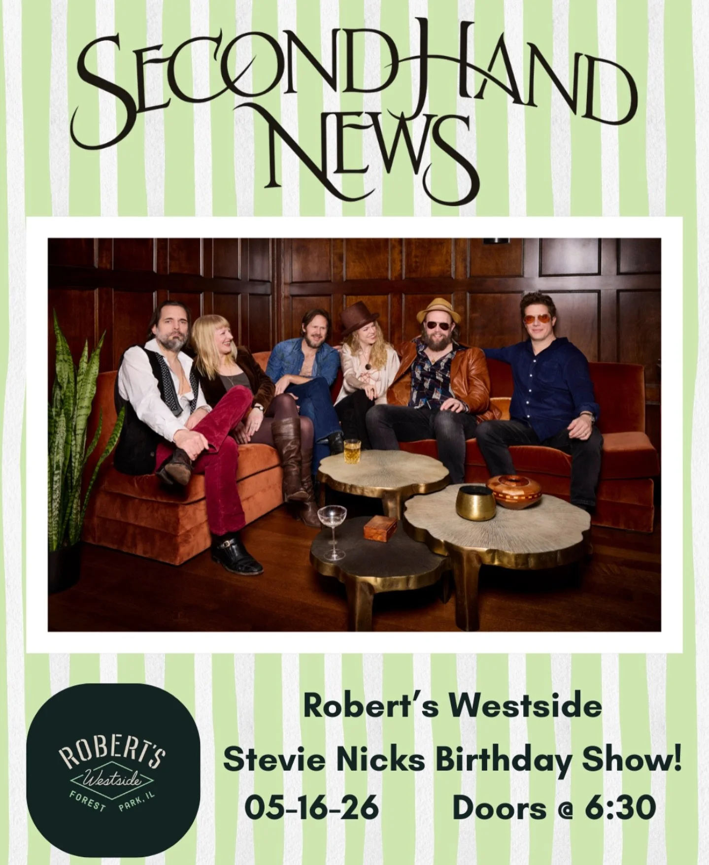 Robert&rsquo;s Westside// 5.16.26 // 6:30pm

🚨New show alert 🚨 

Celebrating the queen @stevienicks birthday again at @robertswestside 👸🏻🎂

🎟️Tickets in our bio🎟️