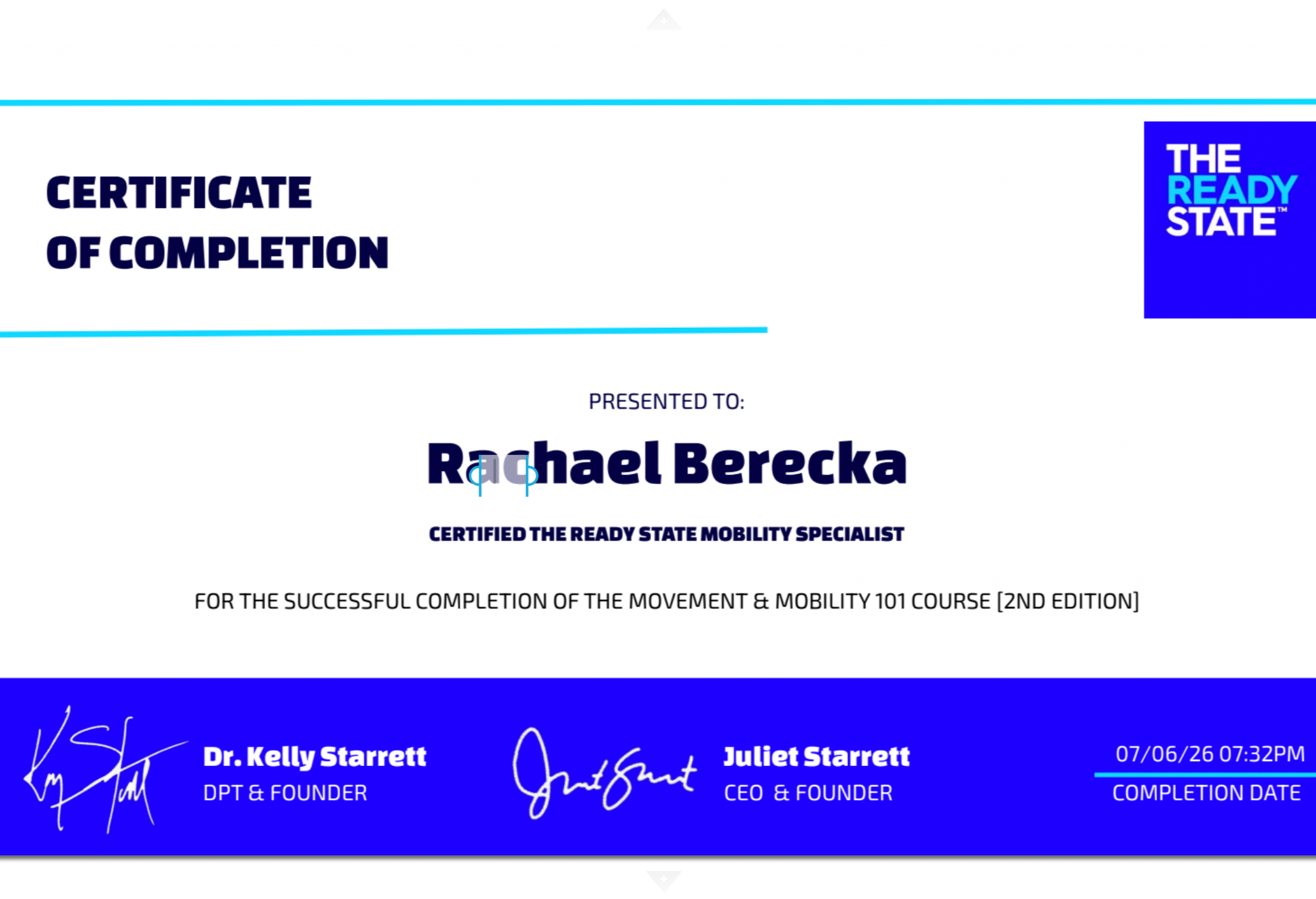 The Ready State Mobility Specialist Certificate July 2026
