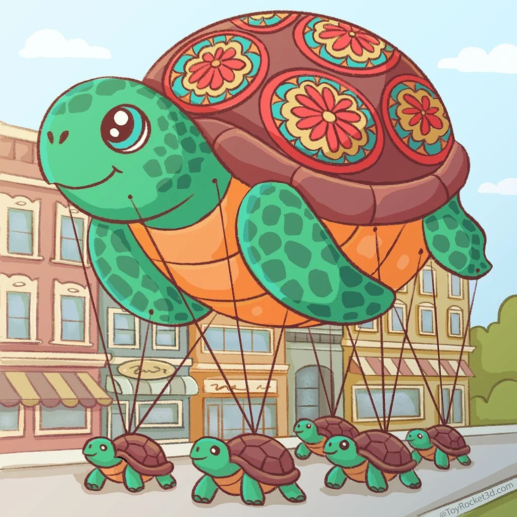 🐢🎈How adorable would this be going down the parade route in your town? 🐢🎉
I wanted to do another idea for the  #createwithkatnipp Turtle prompt, and it was so much fun to draw! Hope it brings a smile to your face as it did mine.

#TurtleParade #t