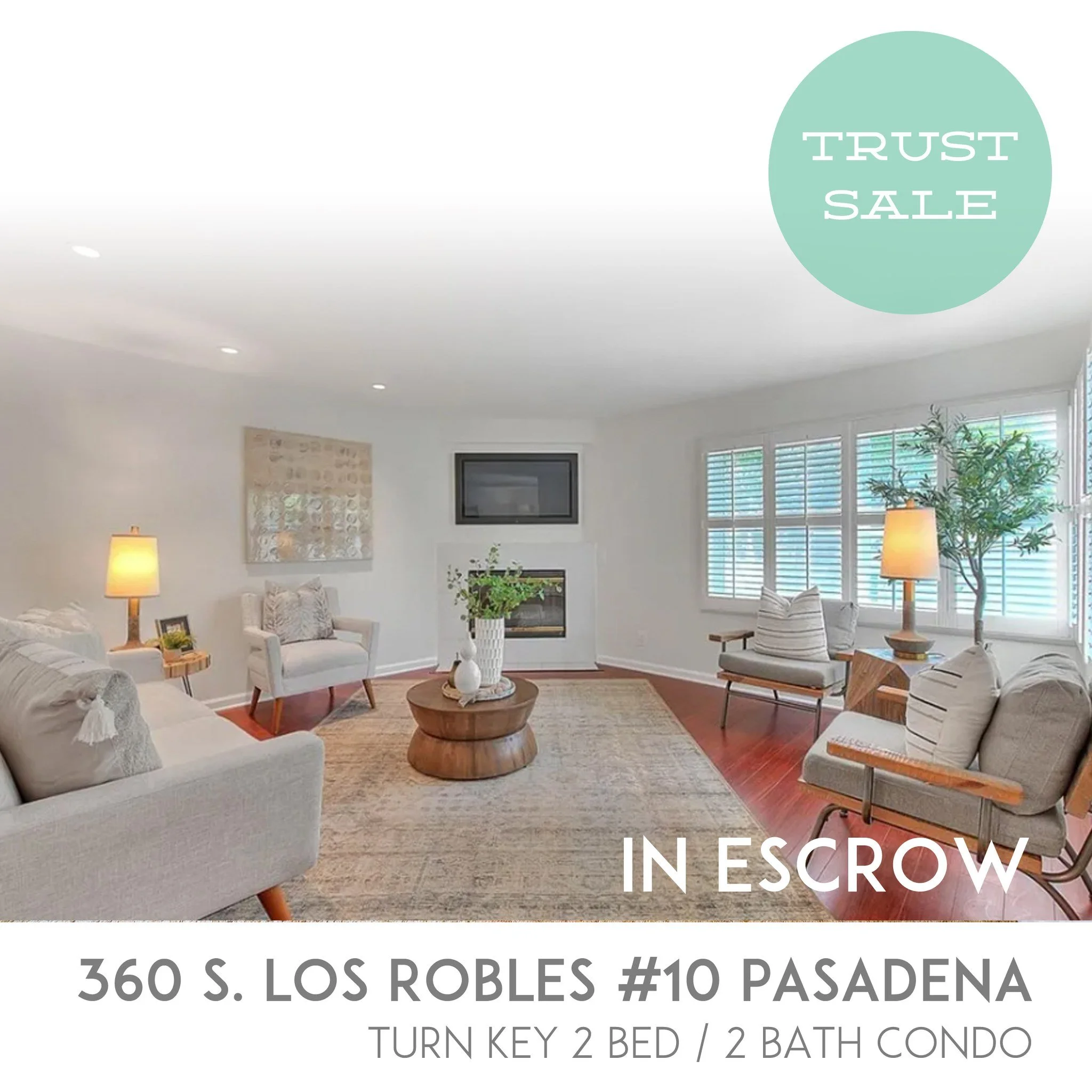 IN ESCROW: 360 S. Los Robles #10 in Pasadena. This single level turnkey condo in the heart of Pasadena is something special. Tastefully renovated end unit condo in a great area. Highly walkable area near Cordova Bottle Shop, and a stones throw from O