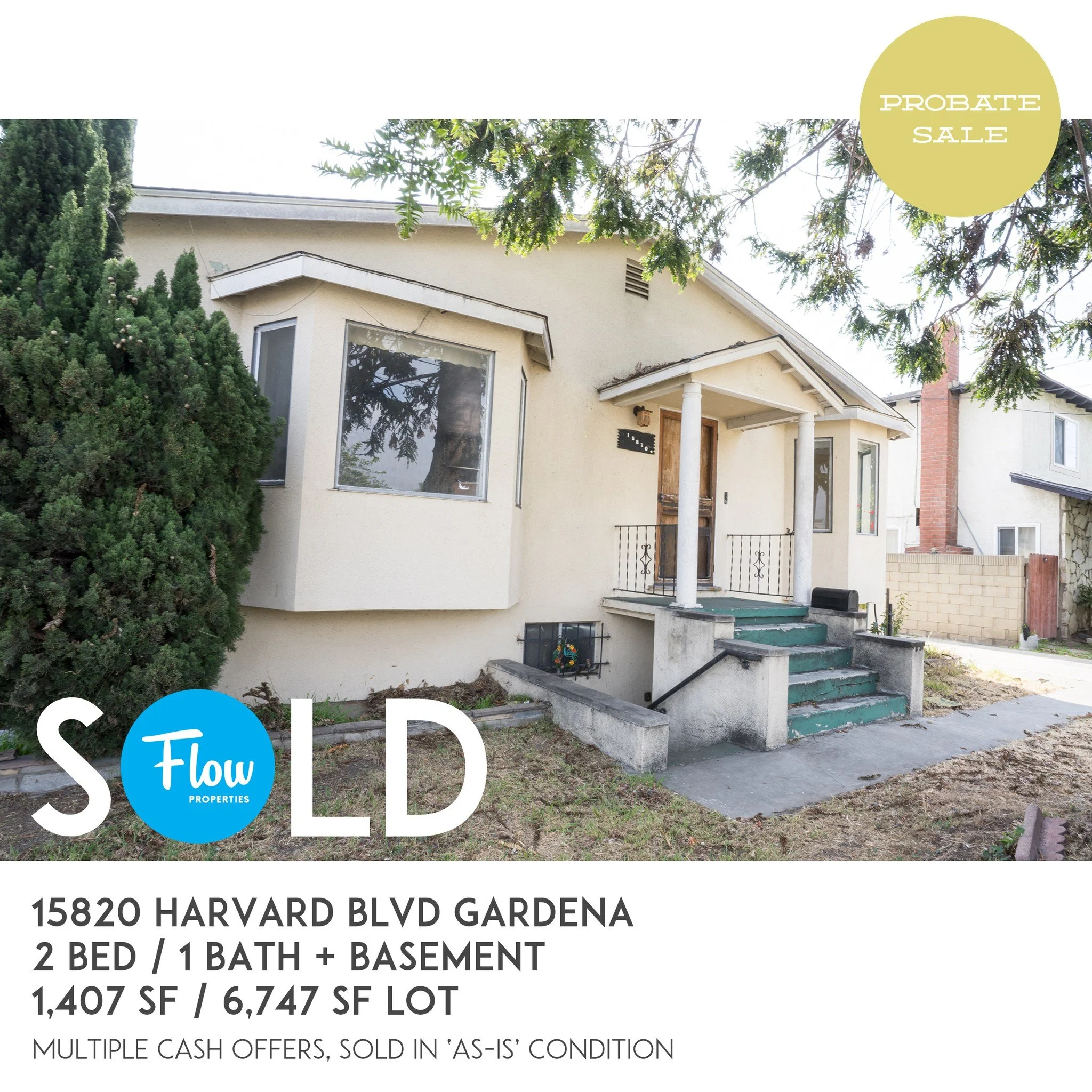 JUST SOLD: Probate Sale at 15820 Harvard in Gardena. Congrats to the buyers and the estate. 

The property had multiple challenges, being a limited authority probate (requiring court confirmation) that sat vacant for some time. Everything from code v