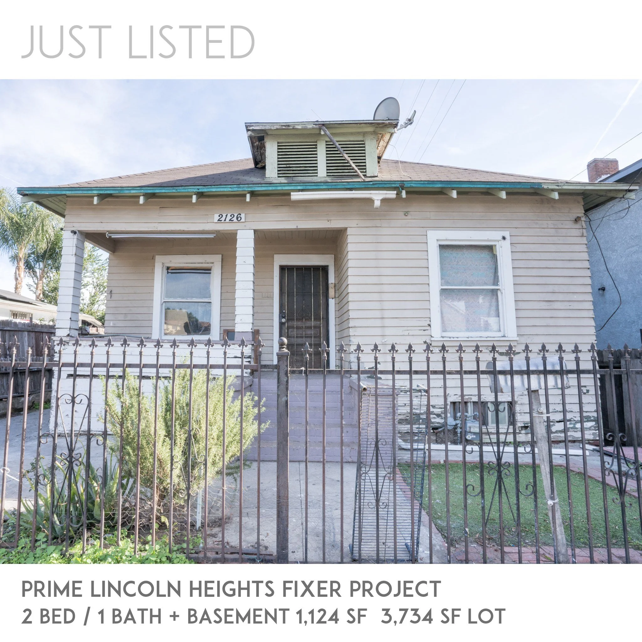 JUST LISTED: 2126 Daly St, Los Angeles, CA 90031. Built in 1910, this charming fixer-upper sits in the heart of Lincoln Heights. It offers a canvas rich with historic character and potential. Bonus room and large basement cellar not included in SF. C