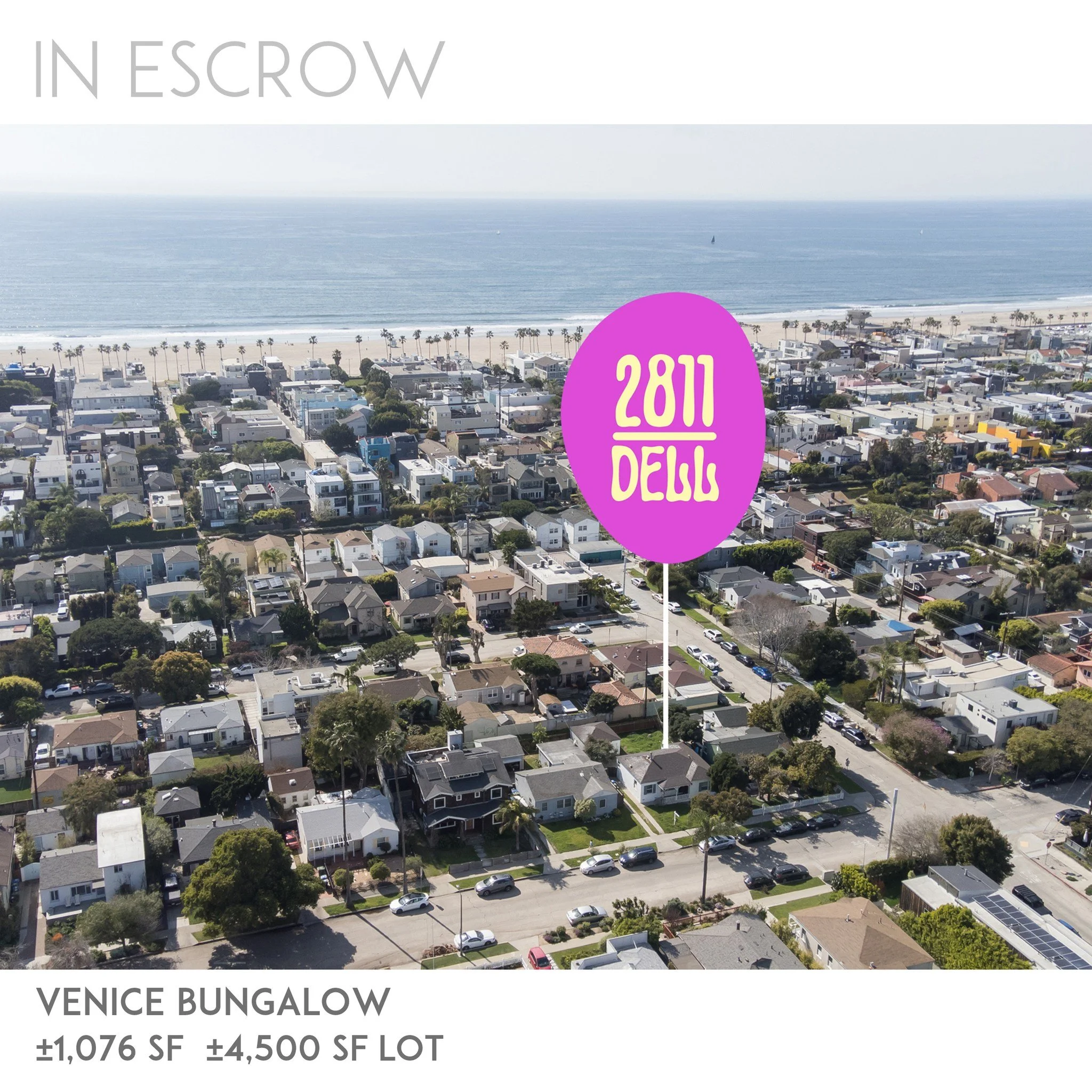 IN ESCROW: 2811 Dell in Venice. 1,076 SF / 4,500 SF Lot. Beach Bungalow Adjacent to the Venice Canals. 

Co-Listed by:
Doug Stoddard
Adam Kawasawa
Golda Savage
Flow Properties (DRE 02116916)

#venicebeachrealestate #venicerealestate