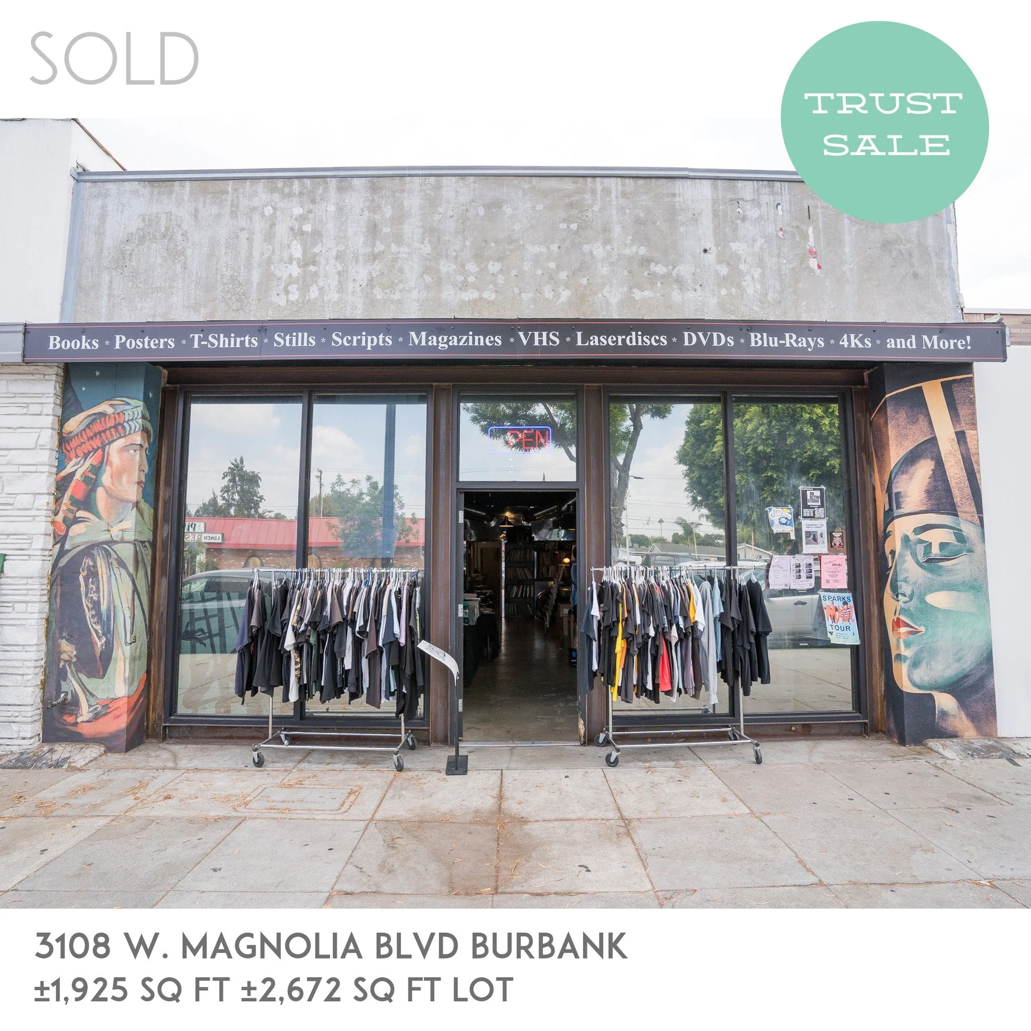 SOLD! 3108 W. Magnolia Blvd. Burbank, CA. Congrats to the seller and buyer on a successful sale. Hollywood Book &amp; Poster will be relocating to a nearby space in the coming weeks. Stay tuned. 

Co-listed by:
Adam Kawasawa
Doug Stoddard
Flow Proper