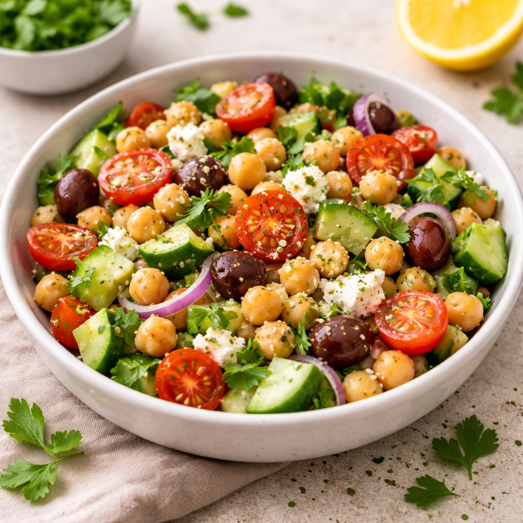 Mediterranean Chickpea &amp; Feta Salad