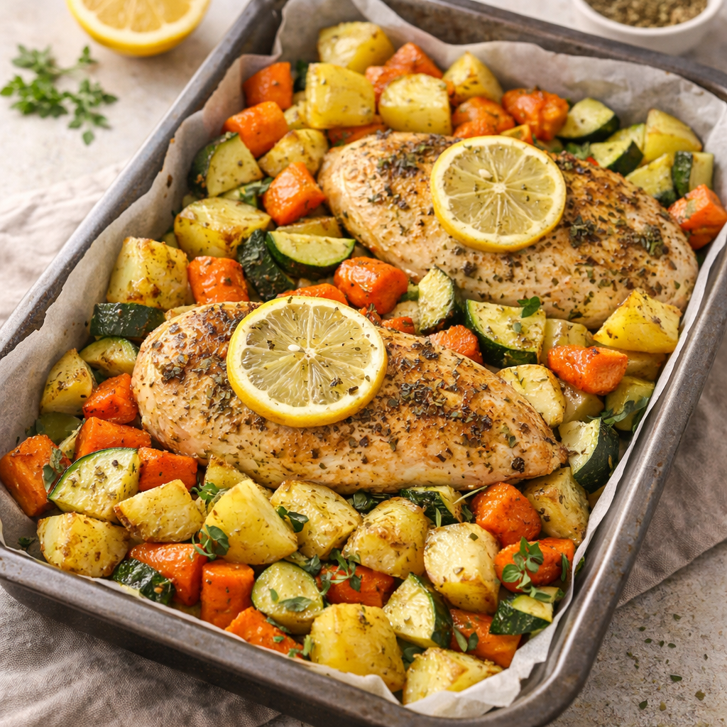 Lemon Herb Chicken &amp; Vegetable Tray Bake