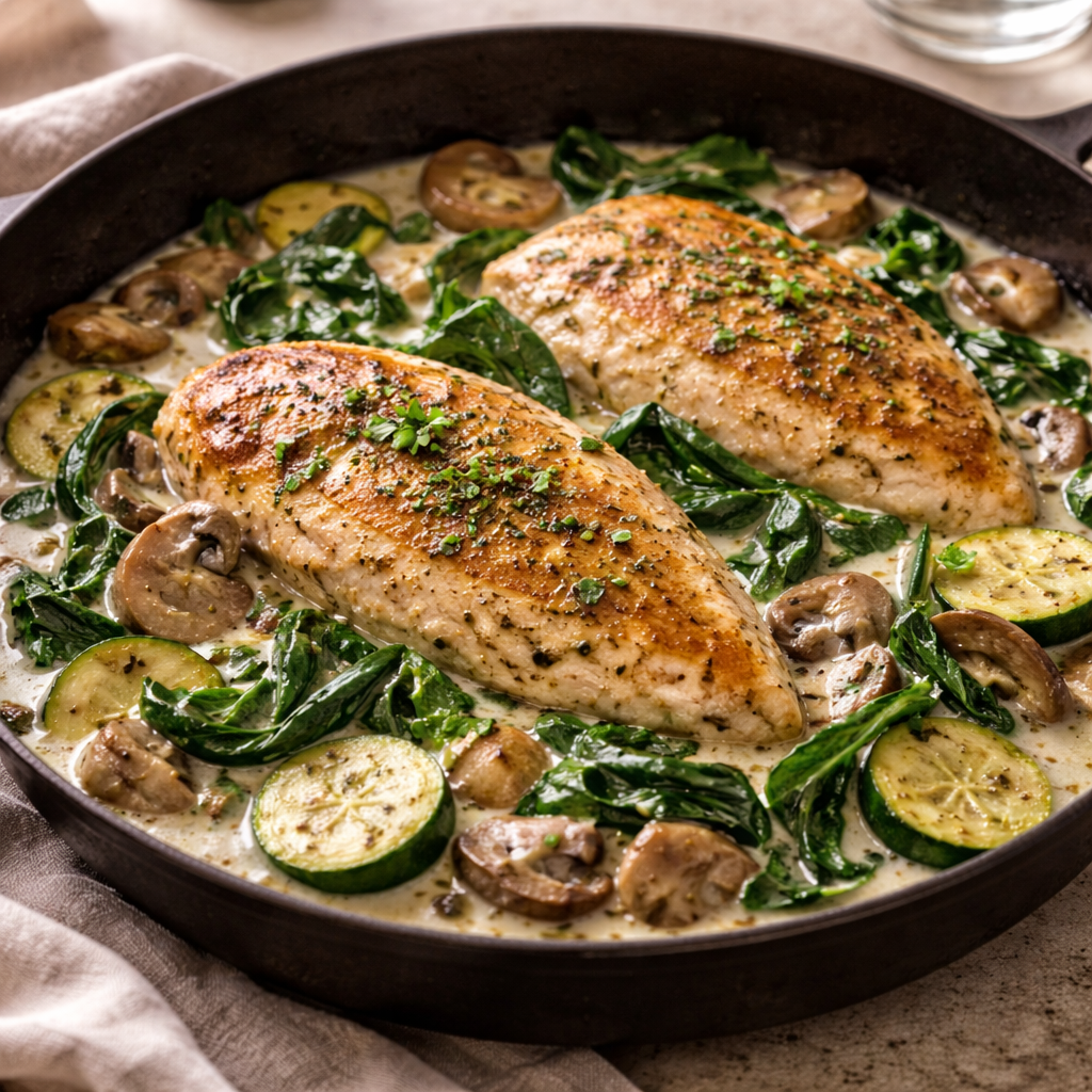 One-Pan Creamy Chicken &amp; Vegetables
