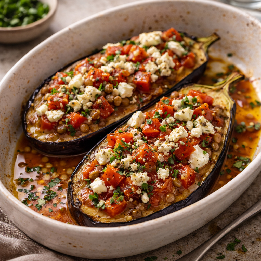 Baked Aubergine with Tomato &amp; Feta