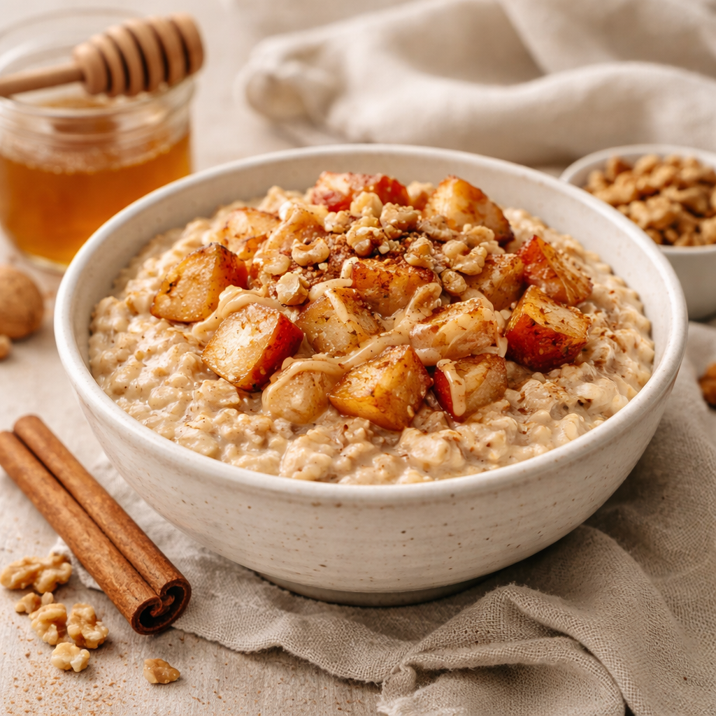 Warm Cinnamon Apple Protein Oats