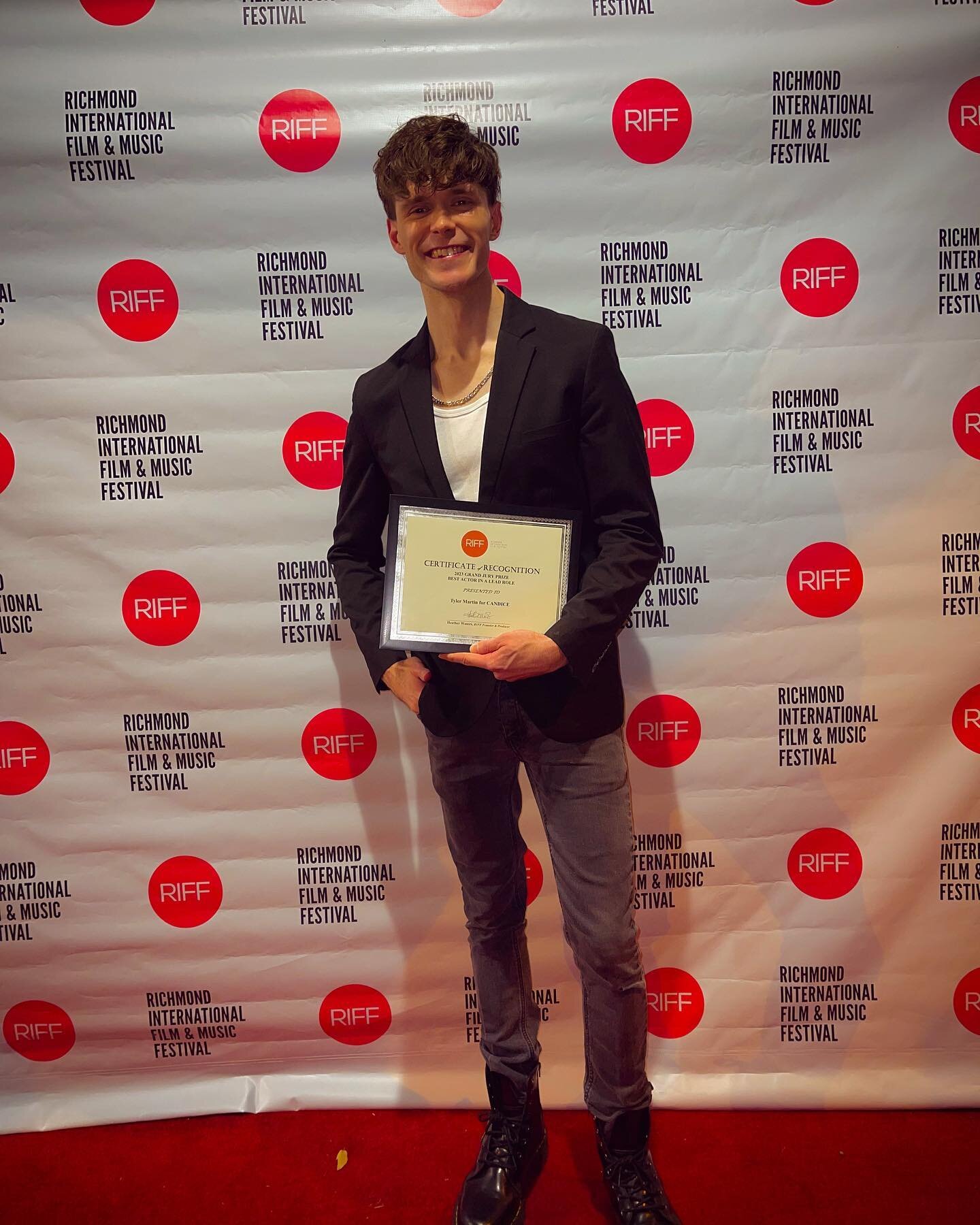 I won Best Actor for &ldquo;Candice&rdquo; @riffrva ✨ A heartfelt thank you to the entire RIFF team for this incredible recognition and for crafting an unforgettable weekend. Presenting &quot;Candice&quot; was an absolute joy, and it was wonderful to