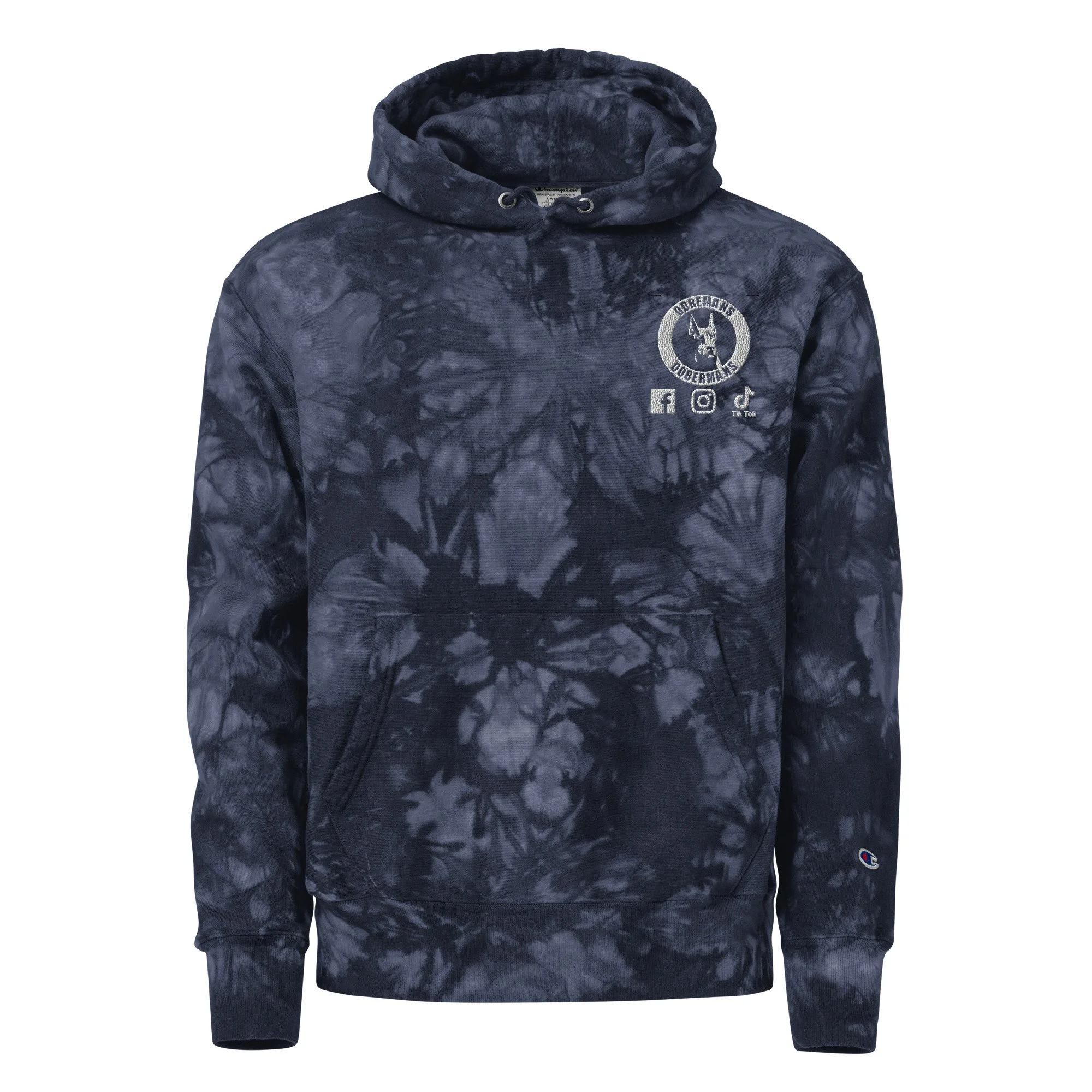 Unisex Champion tie-dye hoodie - Odreman's Dobermans