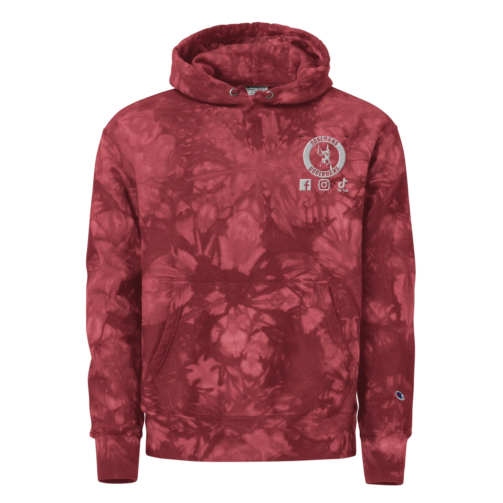 Unisex Champion tie-dye hoodie - Odreman's Dobermans