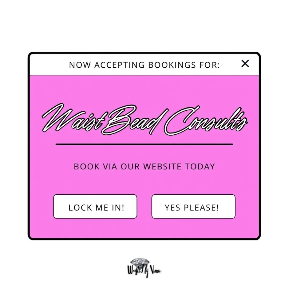 Looking for a personalized experience with Waisted By Vonnie? Look no further than our waist bead consultations, where I will hand-pick strands from our collection to fit your unique style. Whether you’re looking for a specific color or style,