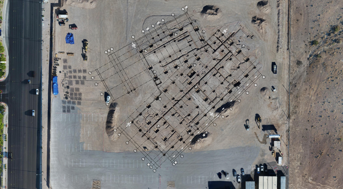 Drone photogrammetry scan with overlaid drawing for field verification