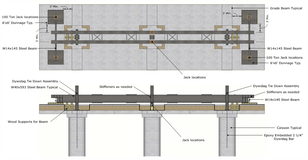 Design and drawing of a rig for testing the existing pile structure on a future project