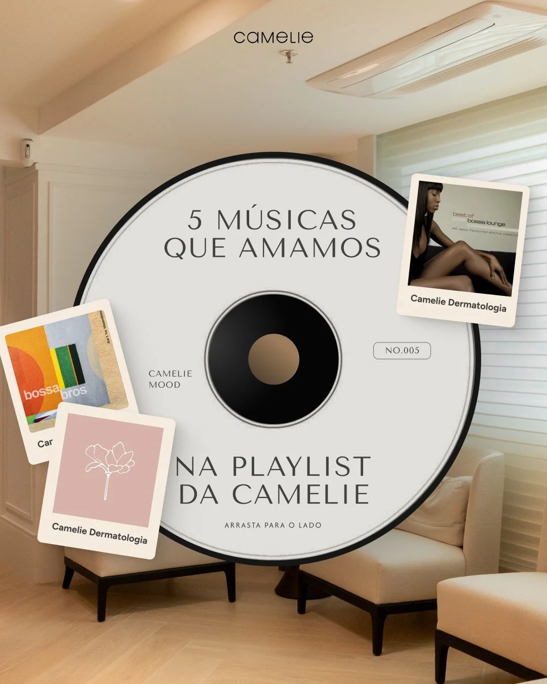 O Grammy aconteceu ontem.
E a m&uacute;sica, assim como a est&eacute;tica, tamb&eacute;m reflete identidade, escolha e momento.

Essas s&atilde;o algumas das faixas que fazem parte da playlist da Camelie.

Qual dessas entraria na sua playlist?