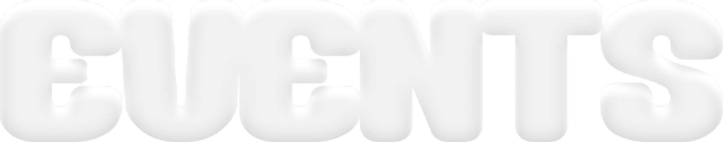 Stylized text reading 'EVENTS' in an off-white bubble font