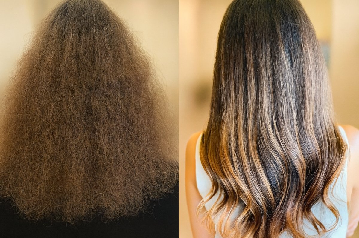 Before & After Brazilian Blowout Smoothing Treatment