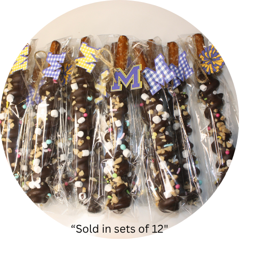 University of Michigan Chocolate Covered Pretzel Rods