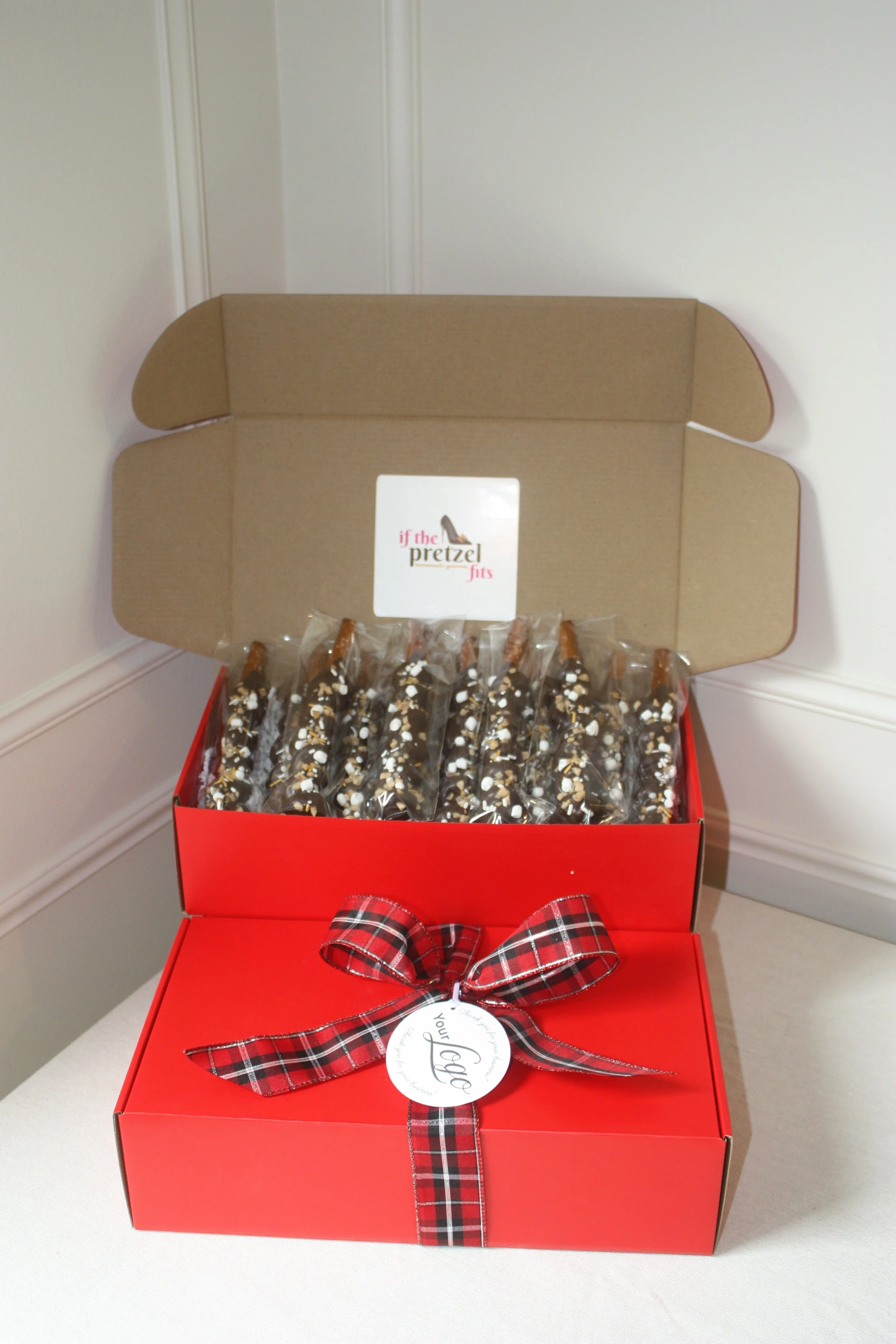 Corporate Gift Box | Gourmet Chocolate Covered Pretzels | Personalized Gift Box | Gift for Employee | Sales Gift | Your Logo