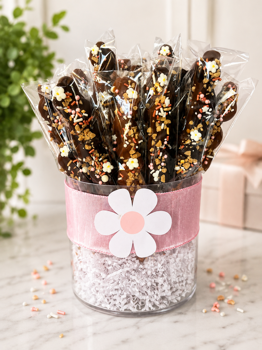 Bridal Shower Favor | Wedding Favor | Birthday Party Favor | Baby Shower | Custom Party Treats | Centerpieces (24 Pretzels)