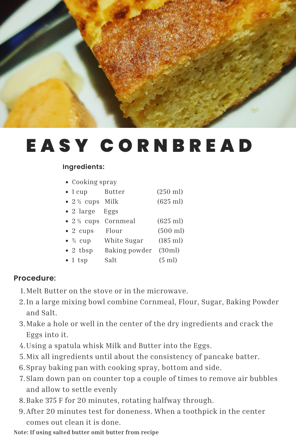 Easy Cornbread — Live Self Happy