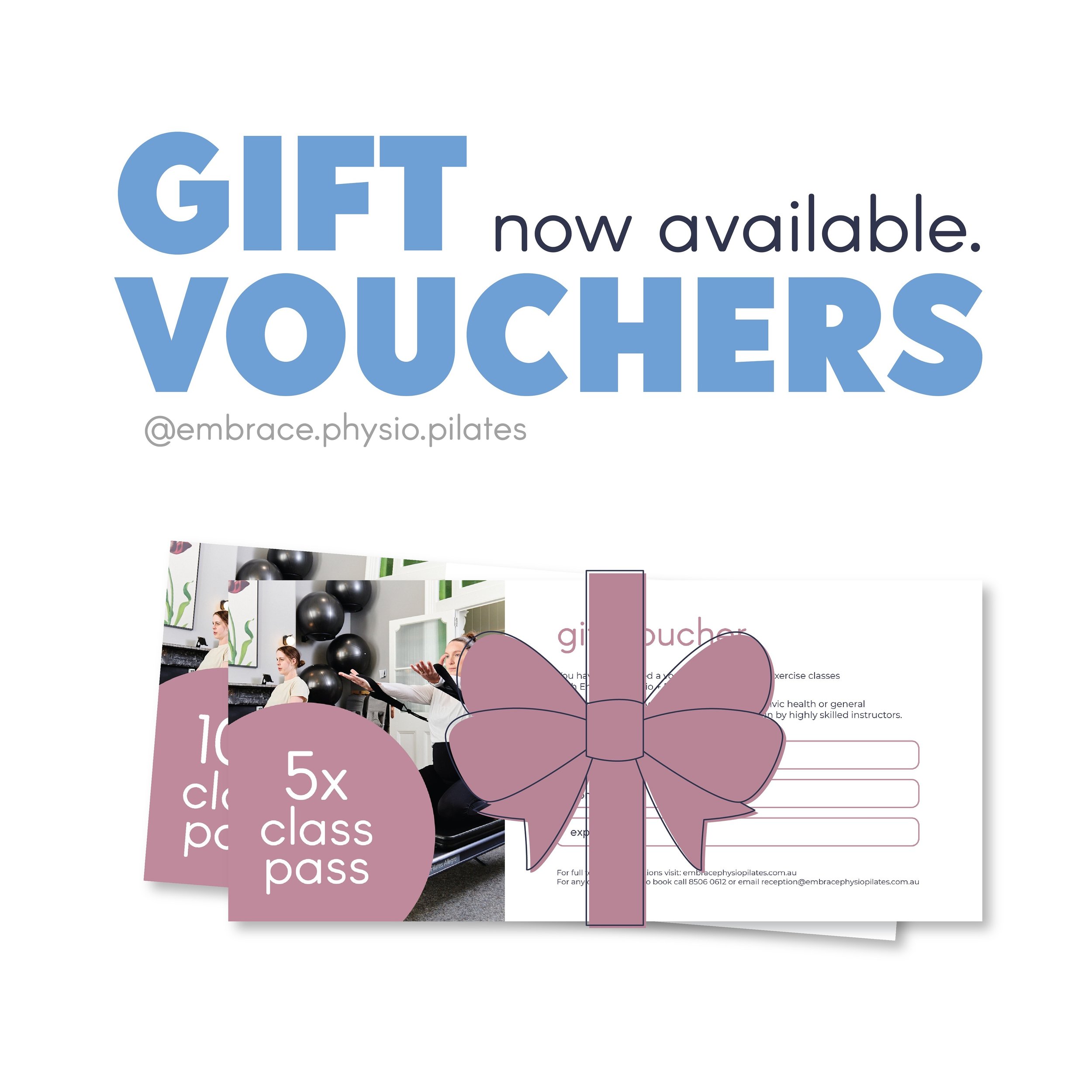 We now have gift vouchers available for purchase from our reception team for 5x &amp; 10x pilates class passes! 🎉

This is such a special and meaningful way to gift someone you love some mindful and guided movement - whether they are prenatal, postn
