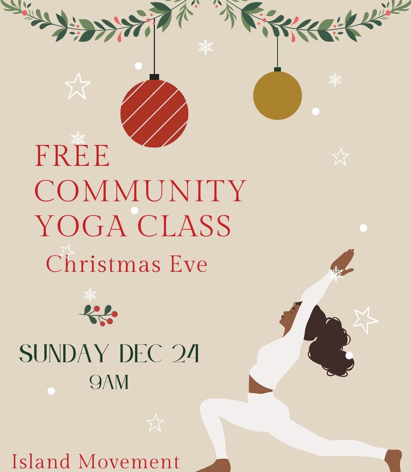 Join Mariesa and Zoey for a heartwarming holiday flow. Let&rsquo;s celebrate community, connection, and holiday magic. 
&bull;
This yoga class is open to all members of the community. All levels of yogis are welcome. 
&bull;
Let&rsquo;s move, breathe