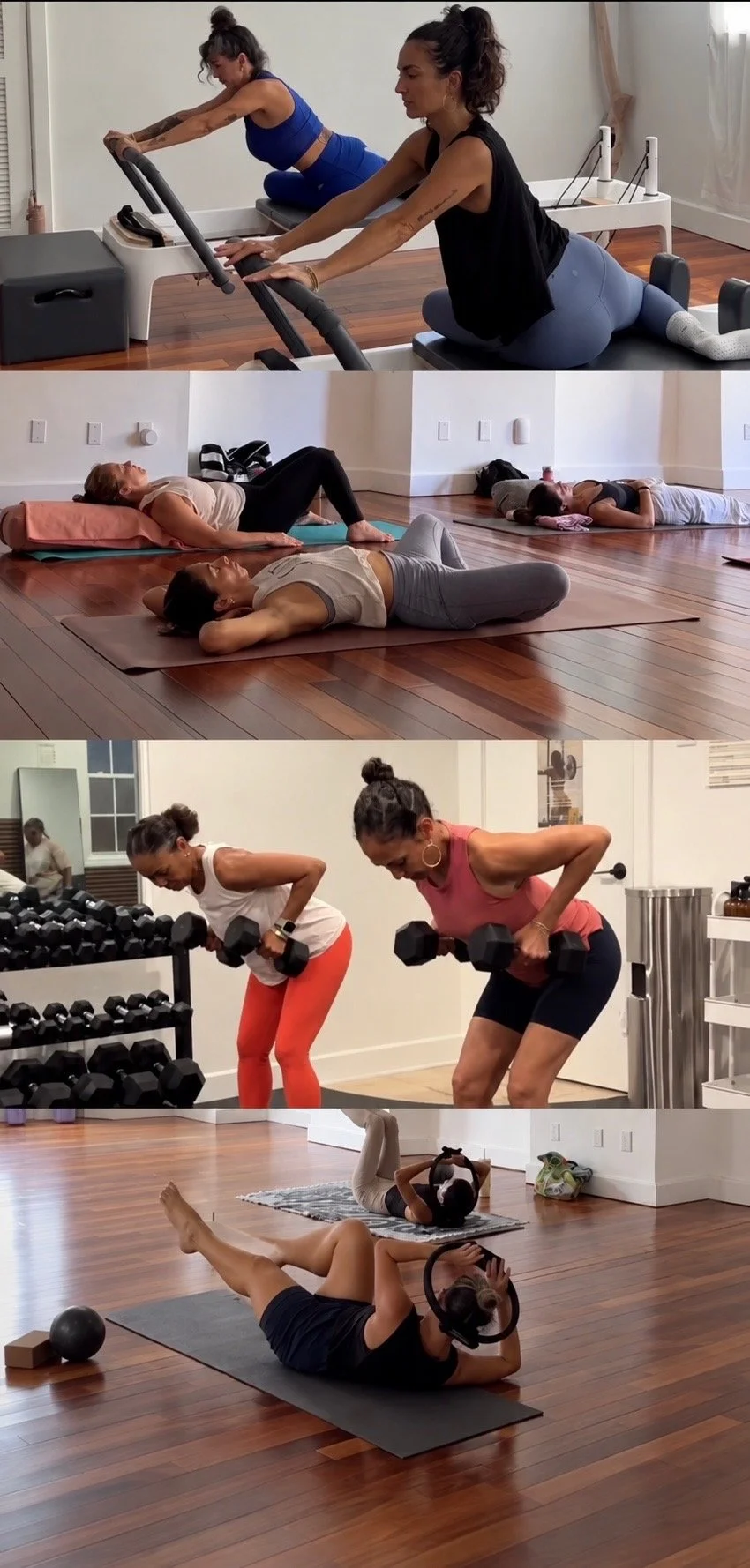 Two members doing dumbbell rows in a strength training class in Christiansted, St. Croix