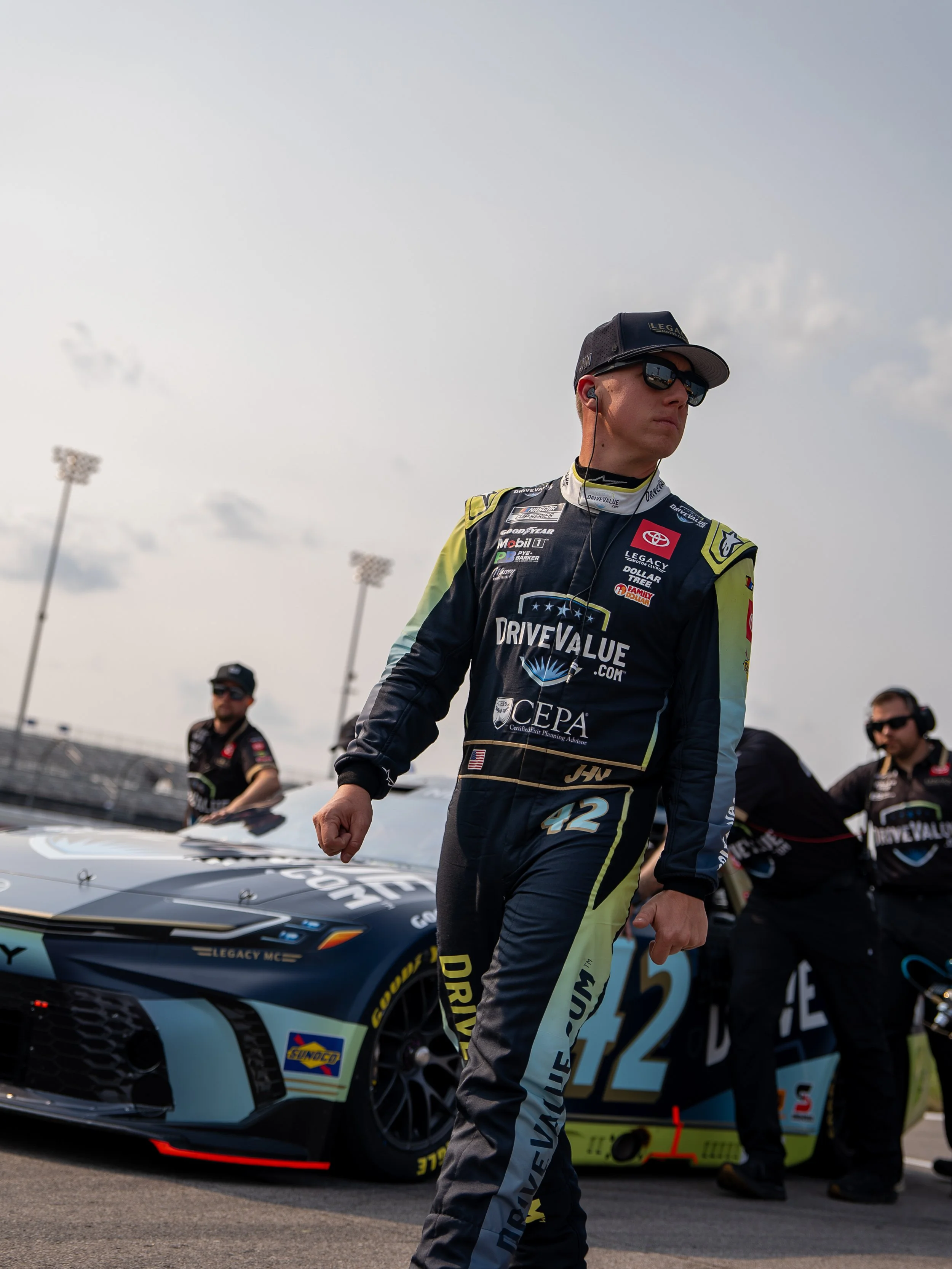 DriveValue.com Car on track at the Nashville Superspeedway June 1, 2025. Driven by John Hunter Nemechek for Legacy Motor Club.