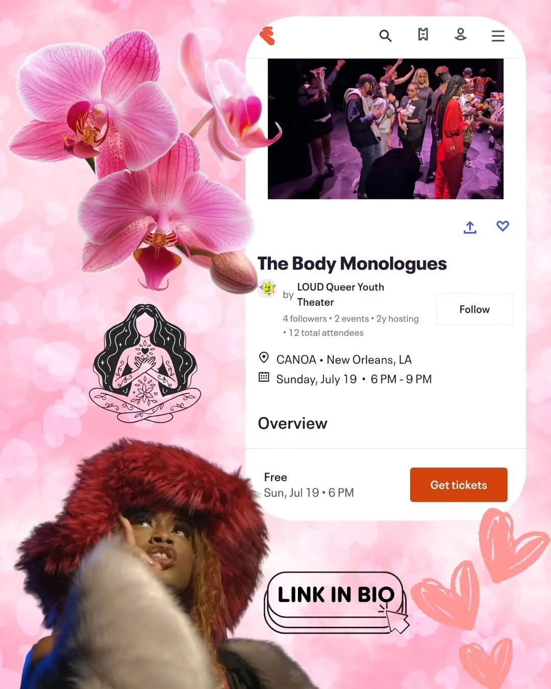 An evening of poetry, monologues, letters, and songs about bodies.

The evening will begin with an hour of free STD testing hosted by TheMovement at 6:00pm. Anyone who gets tested will be admitted into the event for free otherwise tickets are $15 at 