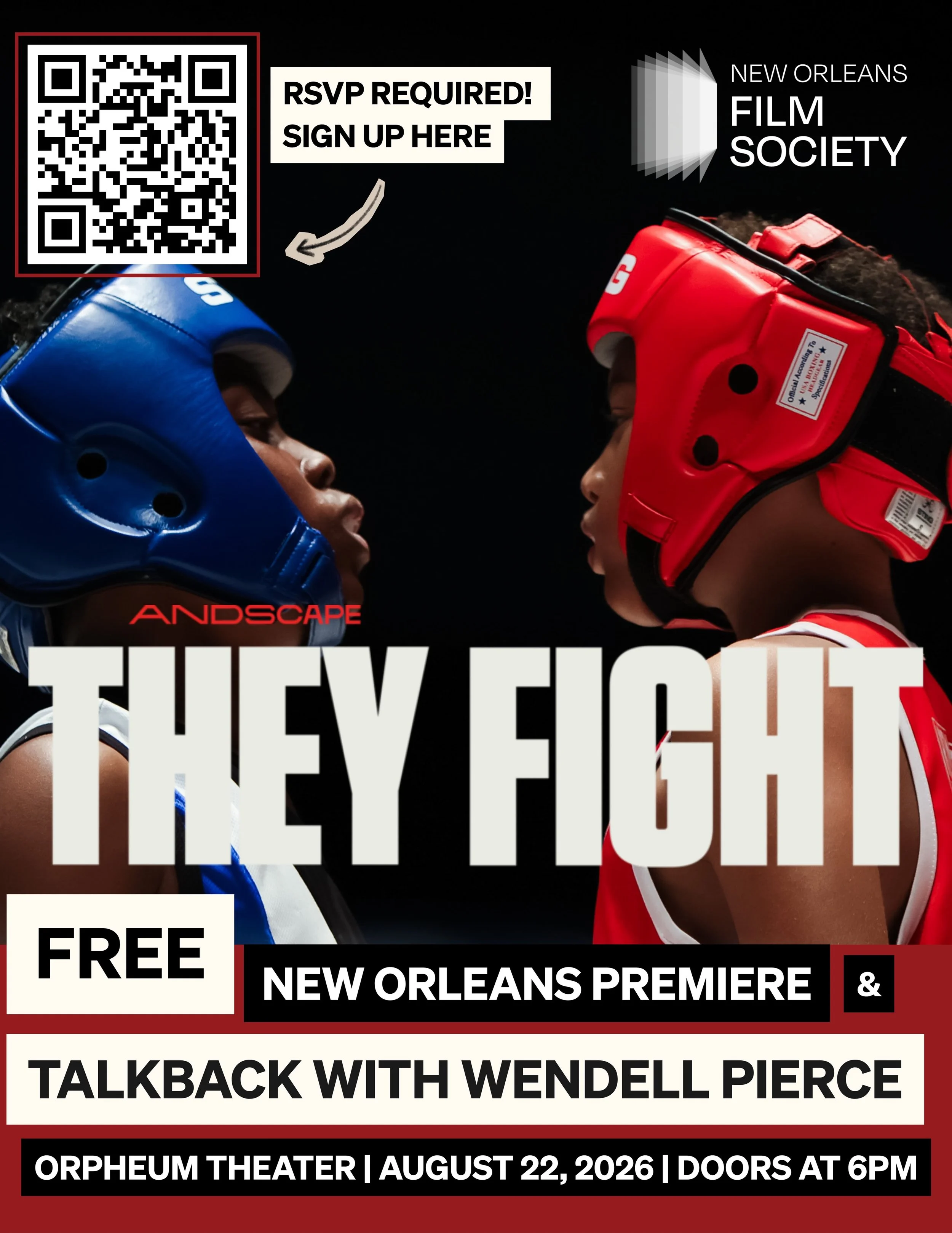 Join us for the New Orleans premiere of They Fight featuring New Orleans native Wendell Pierce! 🎬✨
Saturday, August 22 at the Orpheum Theater. Doors open at 6 PM, film at 7 PM. FREE admission! Red carpet + post-screening talkback with Wendell Pierce