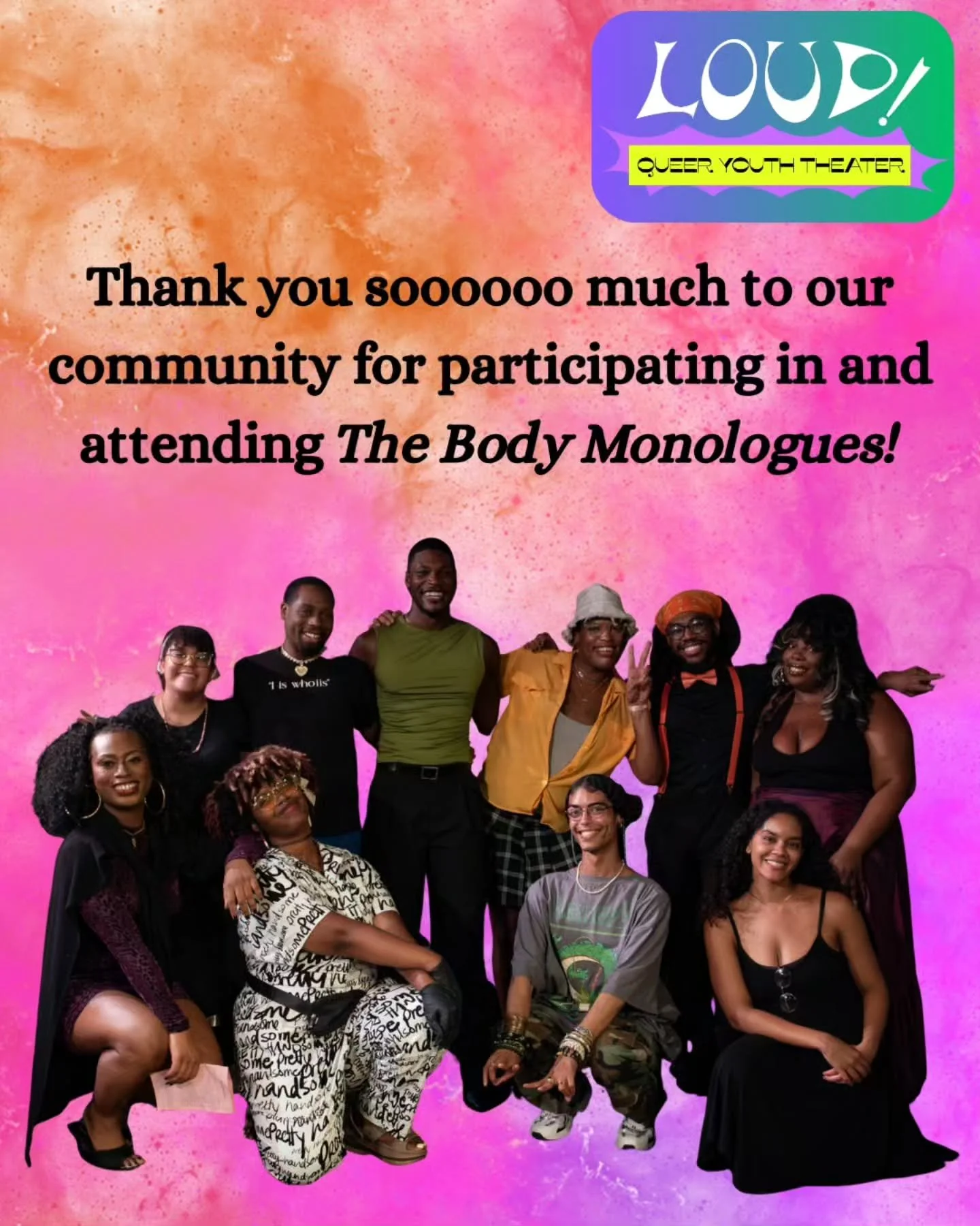 On July 19th, 2026 LOUD hosted the Body Monologues with support from Southern Vision Alliance and Crescent Care's The Movement. 

We deeply appreciated all of our writers, performers, and attendees and we cant wait to engage you all again soon! 

Che