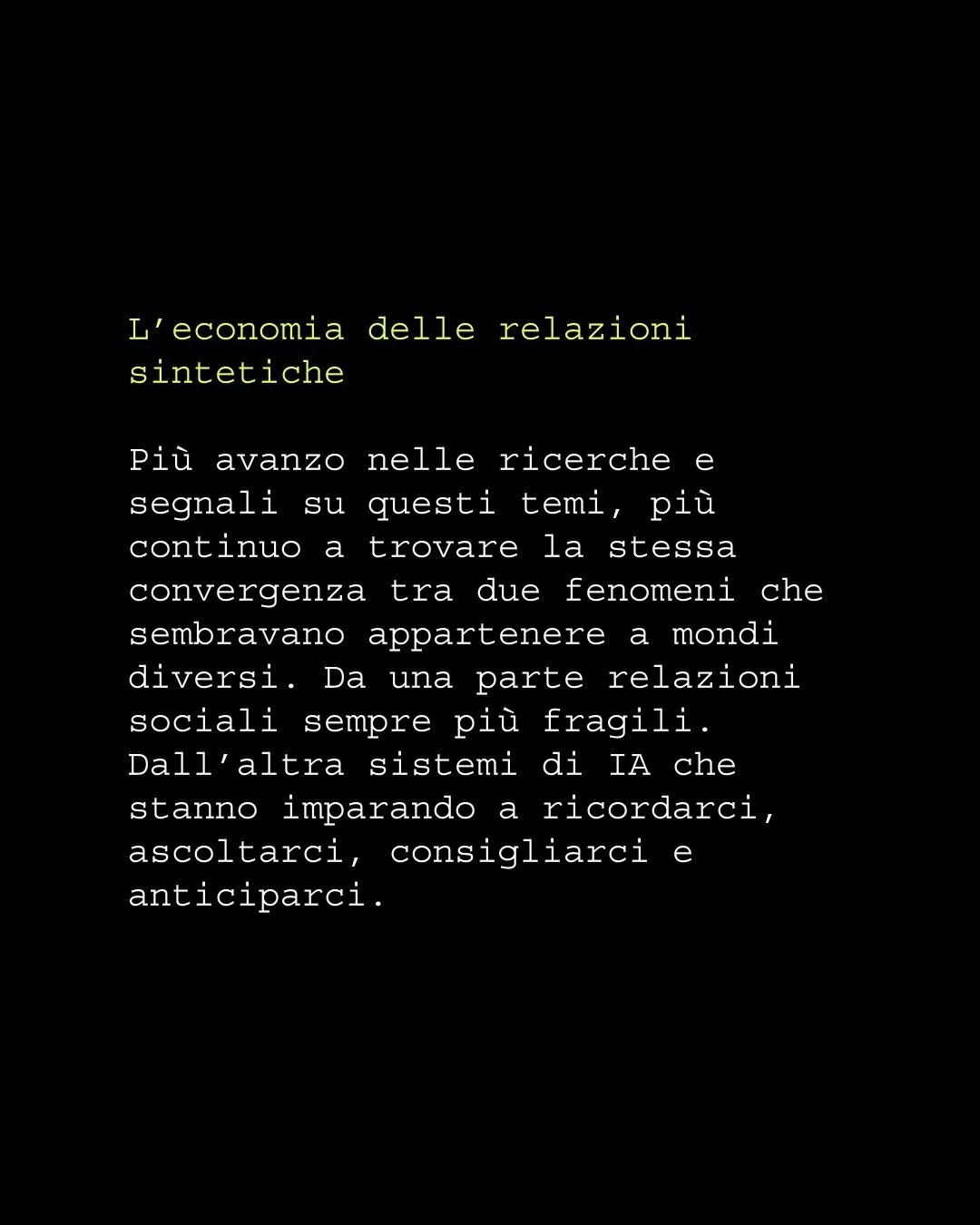 L&rsquo;economia delle relazioni sintetiche