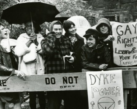 Queer activists in NYC in the 1960s, Marsha P. Johnson and Sylvia Rivera present on the left