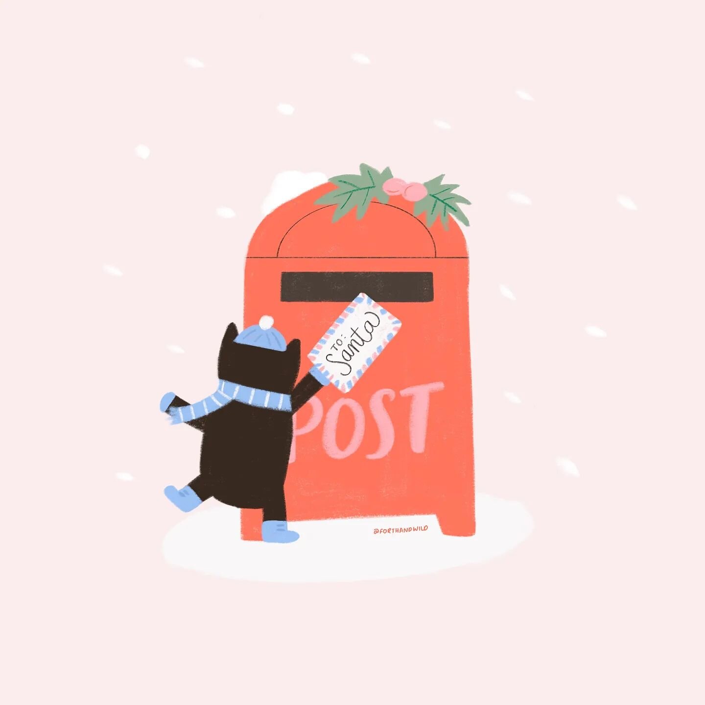 #12daysofcreativecheer - Happy Mail. When you're just a smol cat that wants to mail his letter to Santa 🥺.
.
.
.
.
.
.
.
.
#procreatedrawing #catlover #catillustration #catlady #procreateartist #procreatelettering #blackcatlove #christmasillustratio