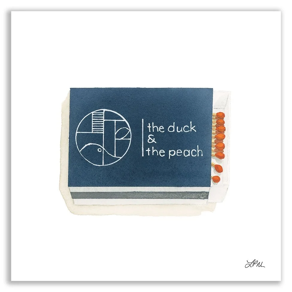The Duck and The Peach Restaurant matchbook art print
