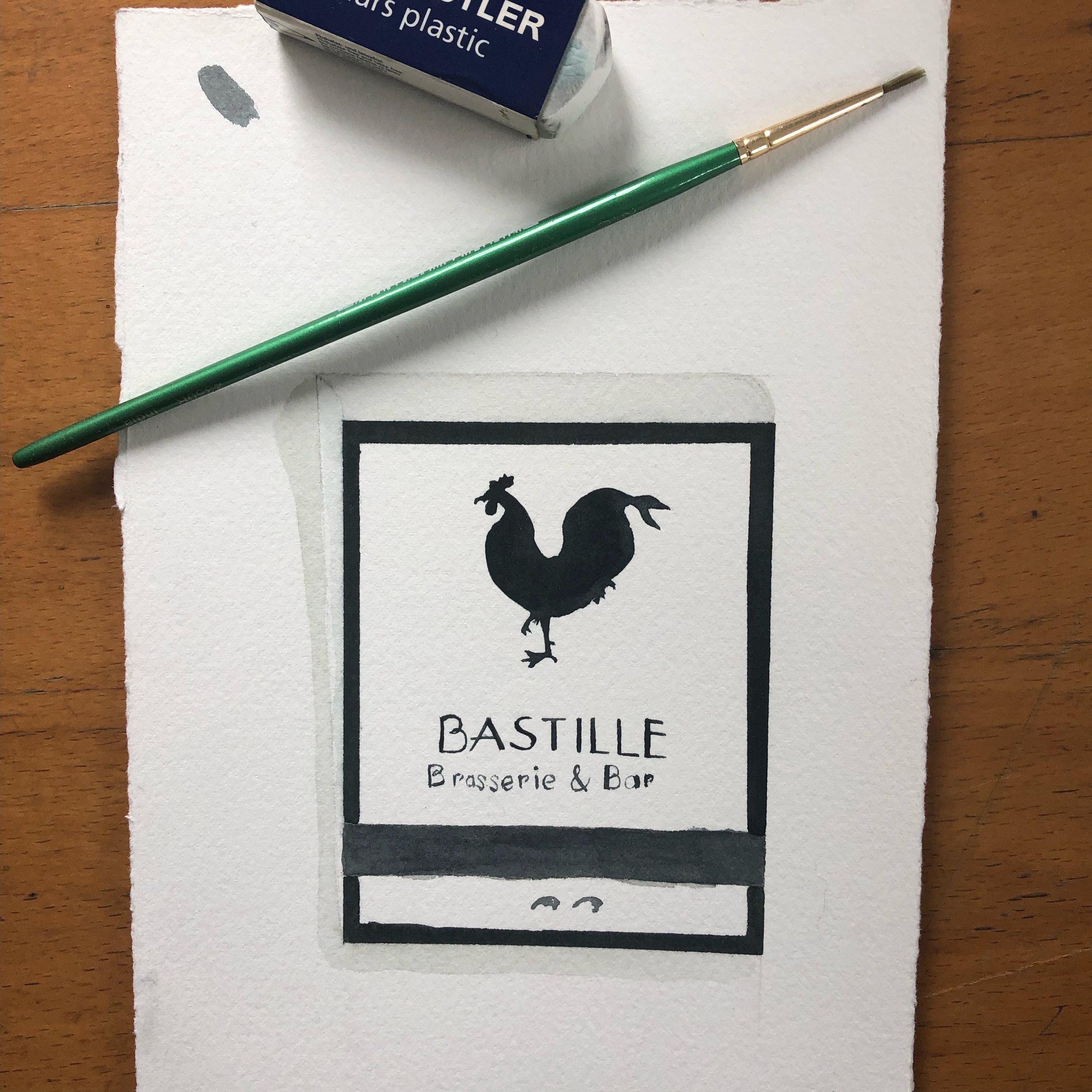 Bastille restaurant matchbook art print