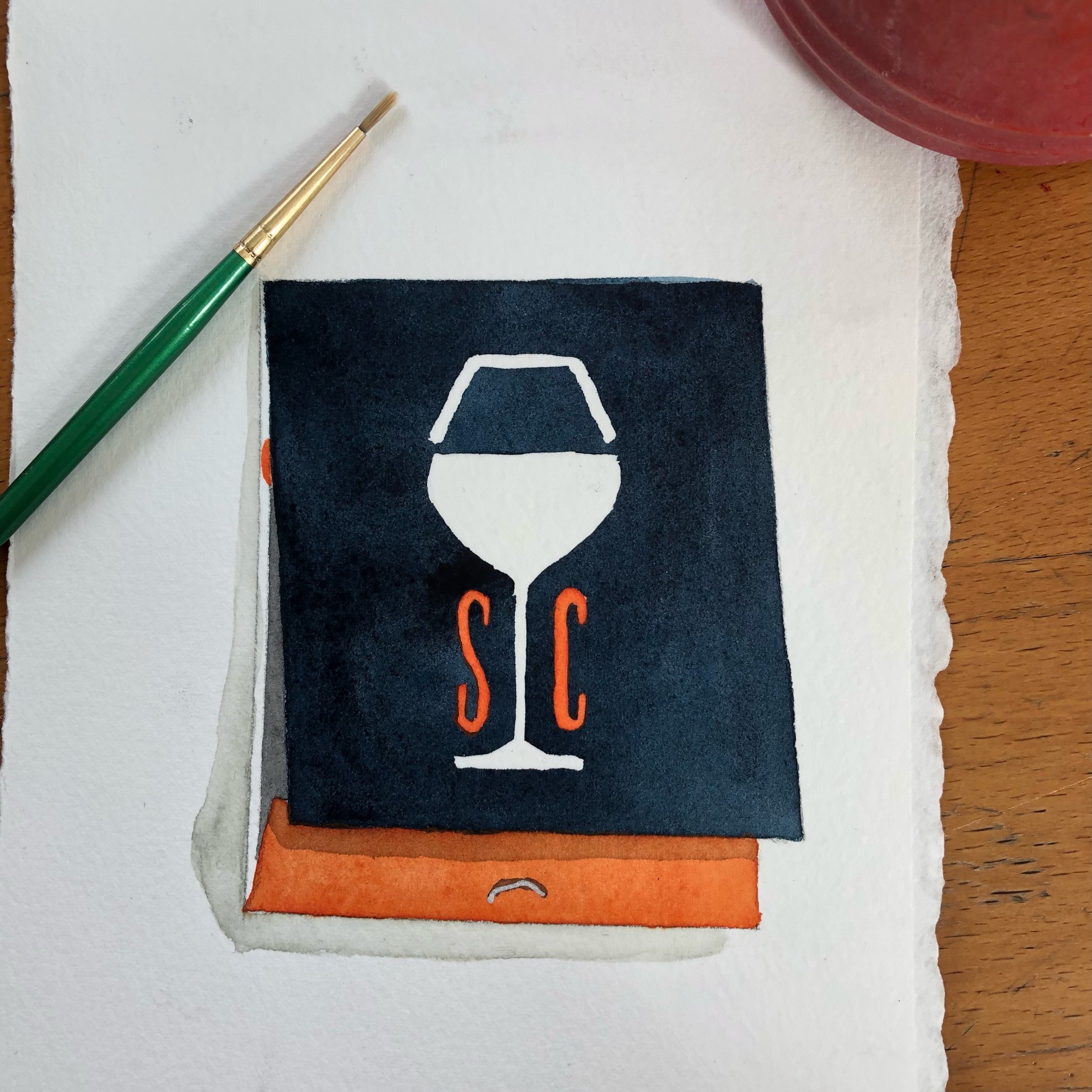 Sonoma Cellar restaurant matchbook art original